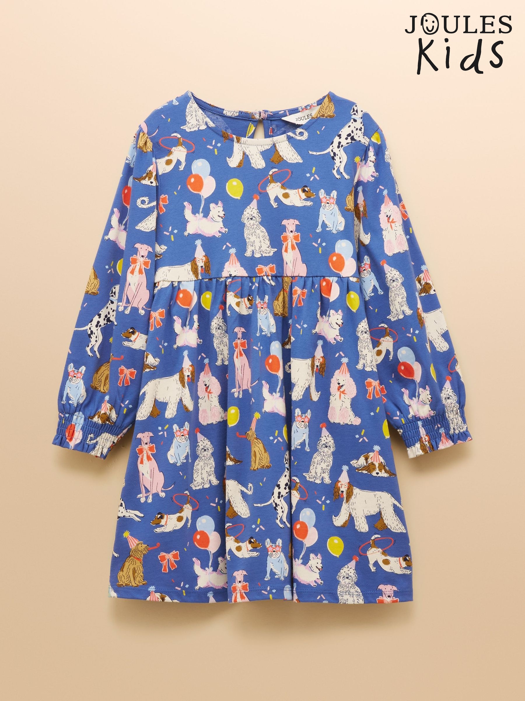 Girls' Hampton Blue Dog Long Sleeve Jersey Dress (AN2937) | £13 - £16