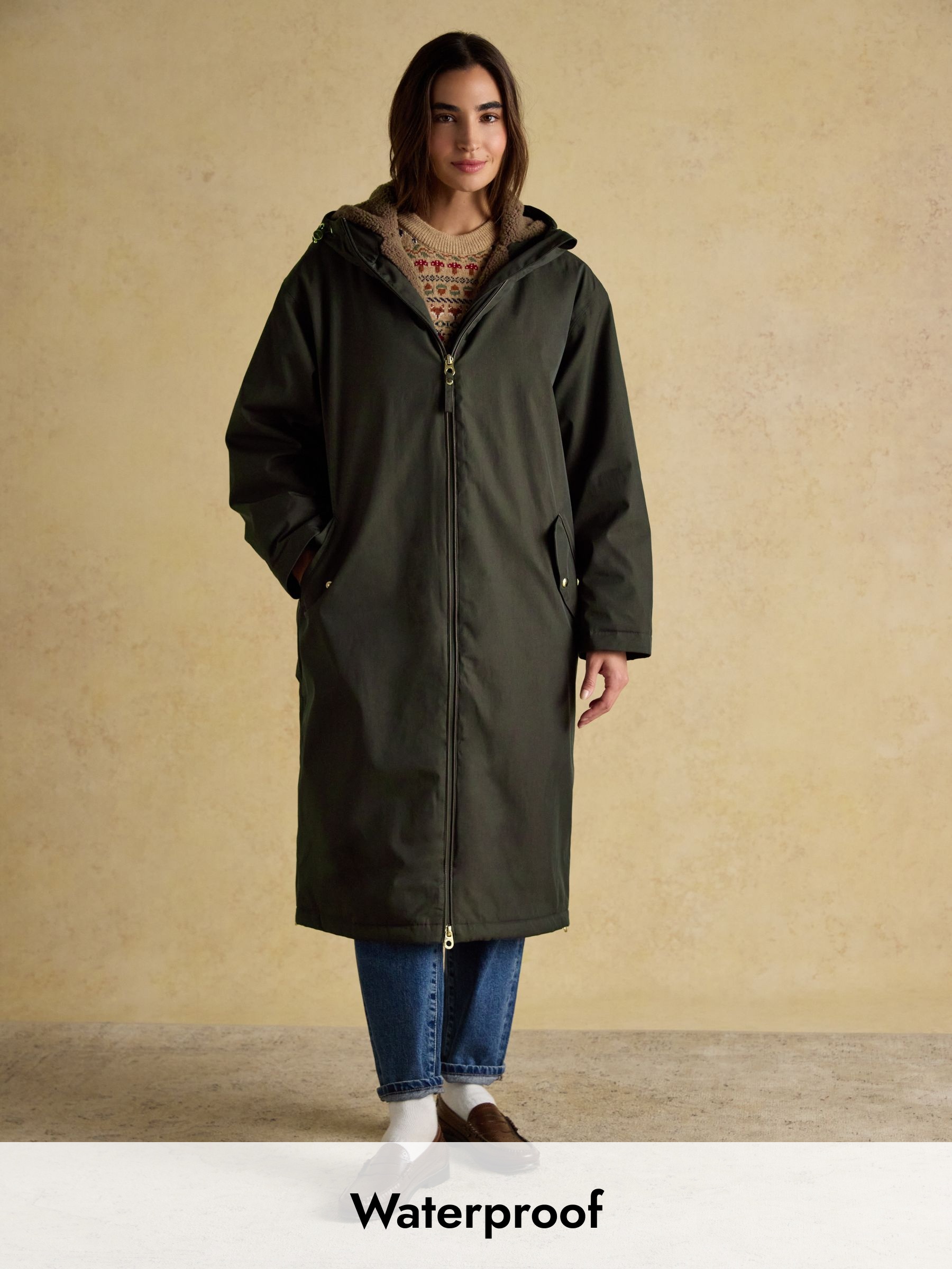 Coverall Green Oversized Fleece Lined Waterproof Coat (AN3747) | £149