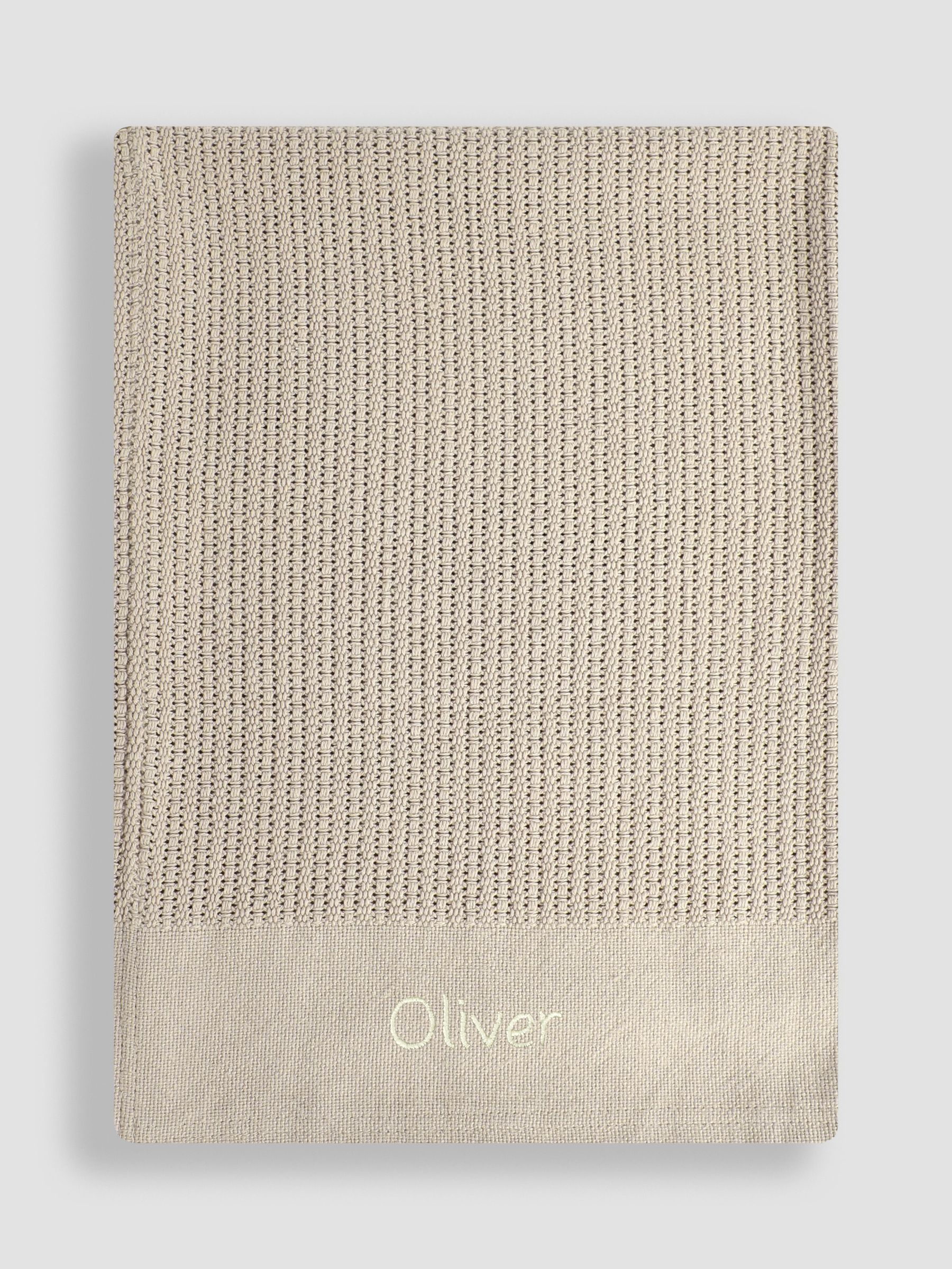 Personalised Oatmeal Woven Cellular Blanket (AN3964) | £24