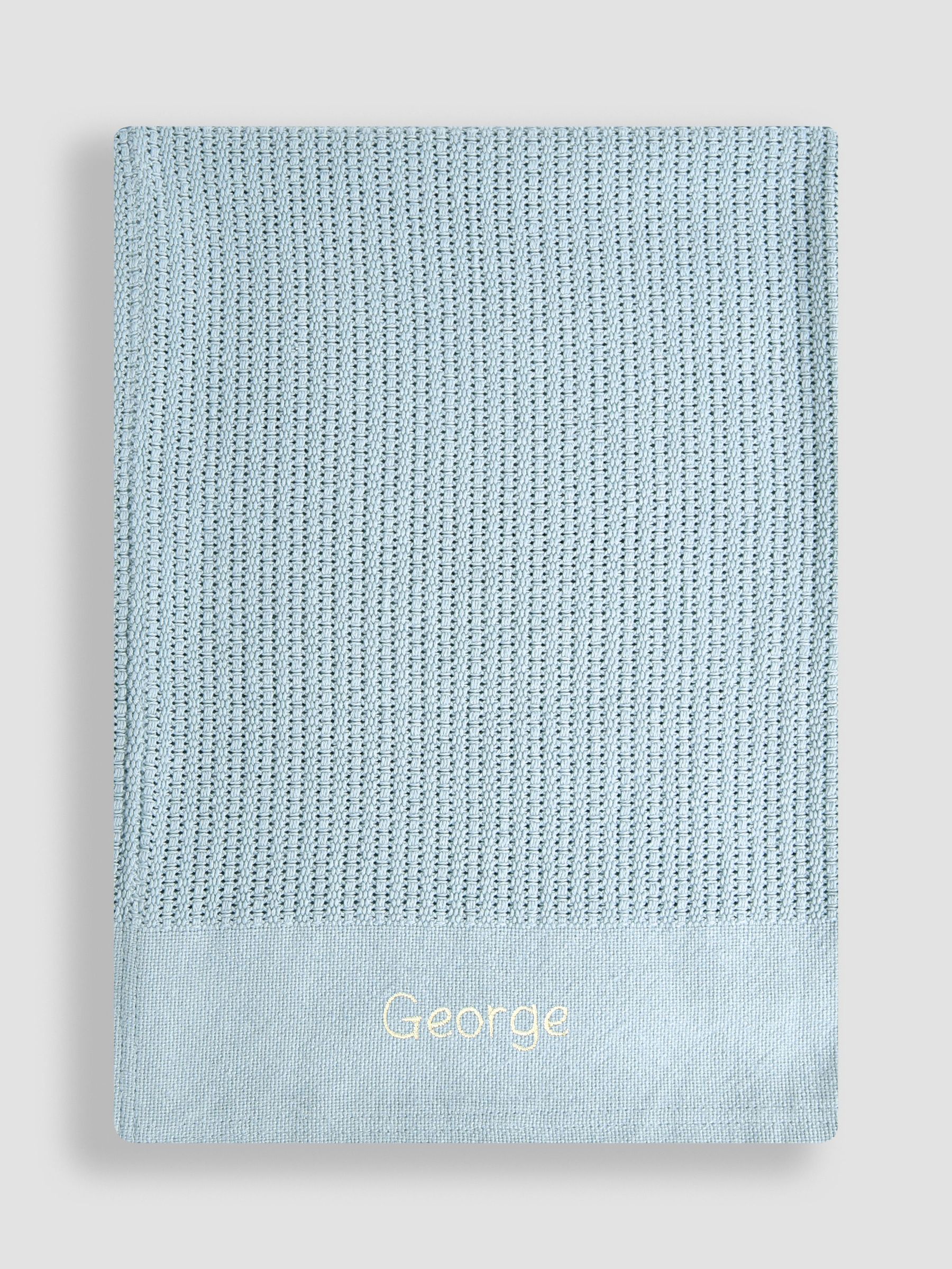 Personalised Blue Woven Cellular Blanket (AN3971) | £24