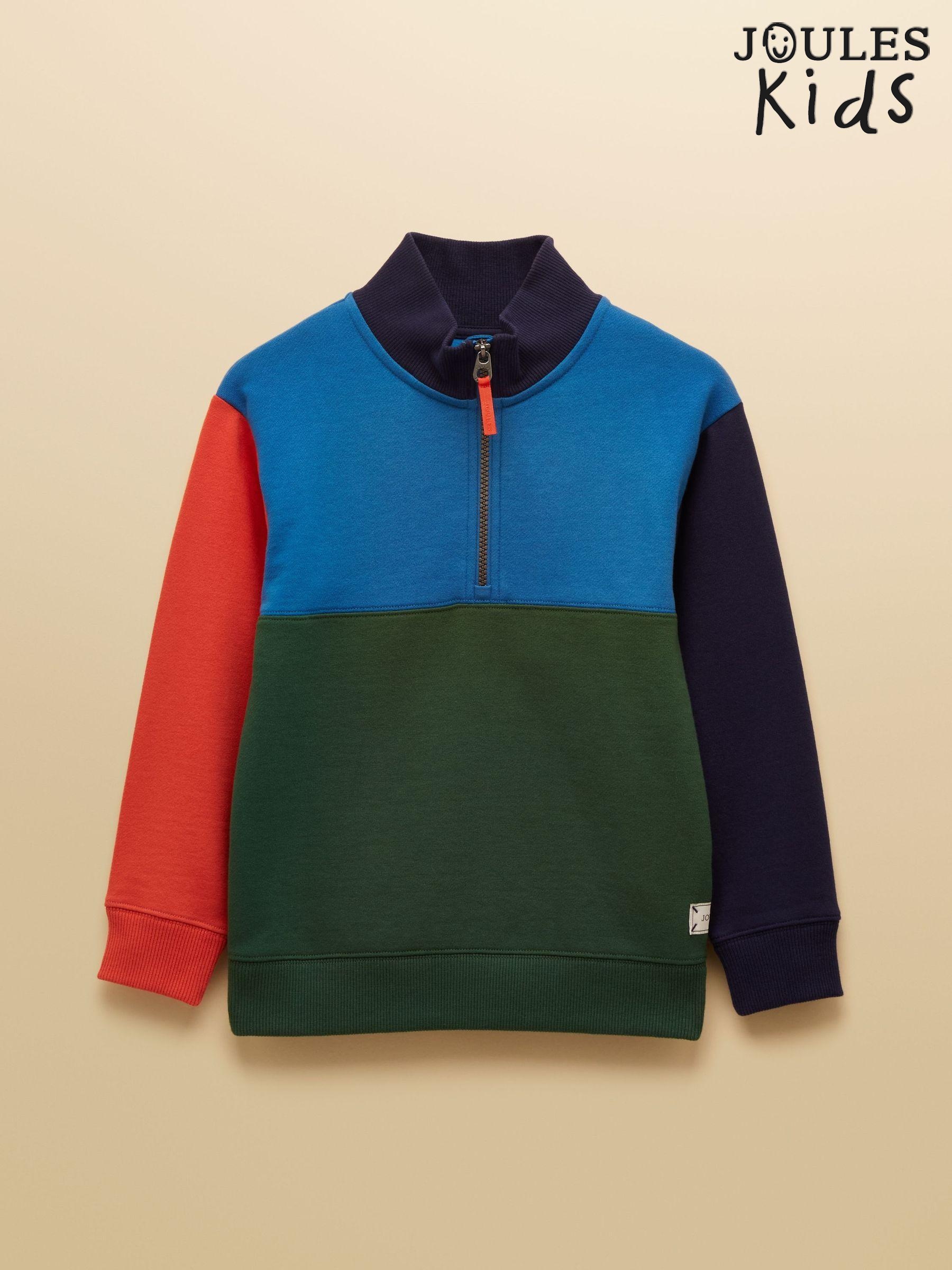 Boys' Elliot Multi Colourblock Quarter Zip Sweatshirt (AN5787) | £26 - £32