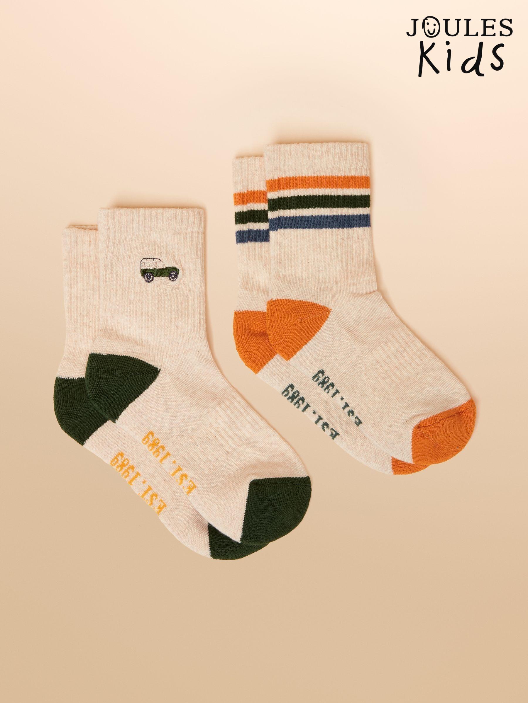 Kids' Volley Khaki/Cream Pack of Two Tennis Socks (AN6467) | £7.95