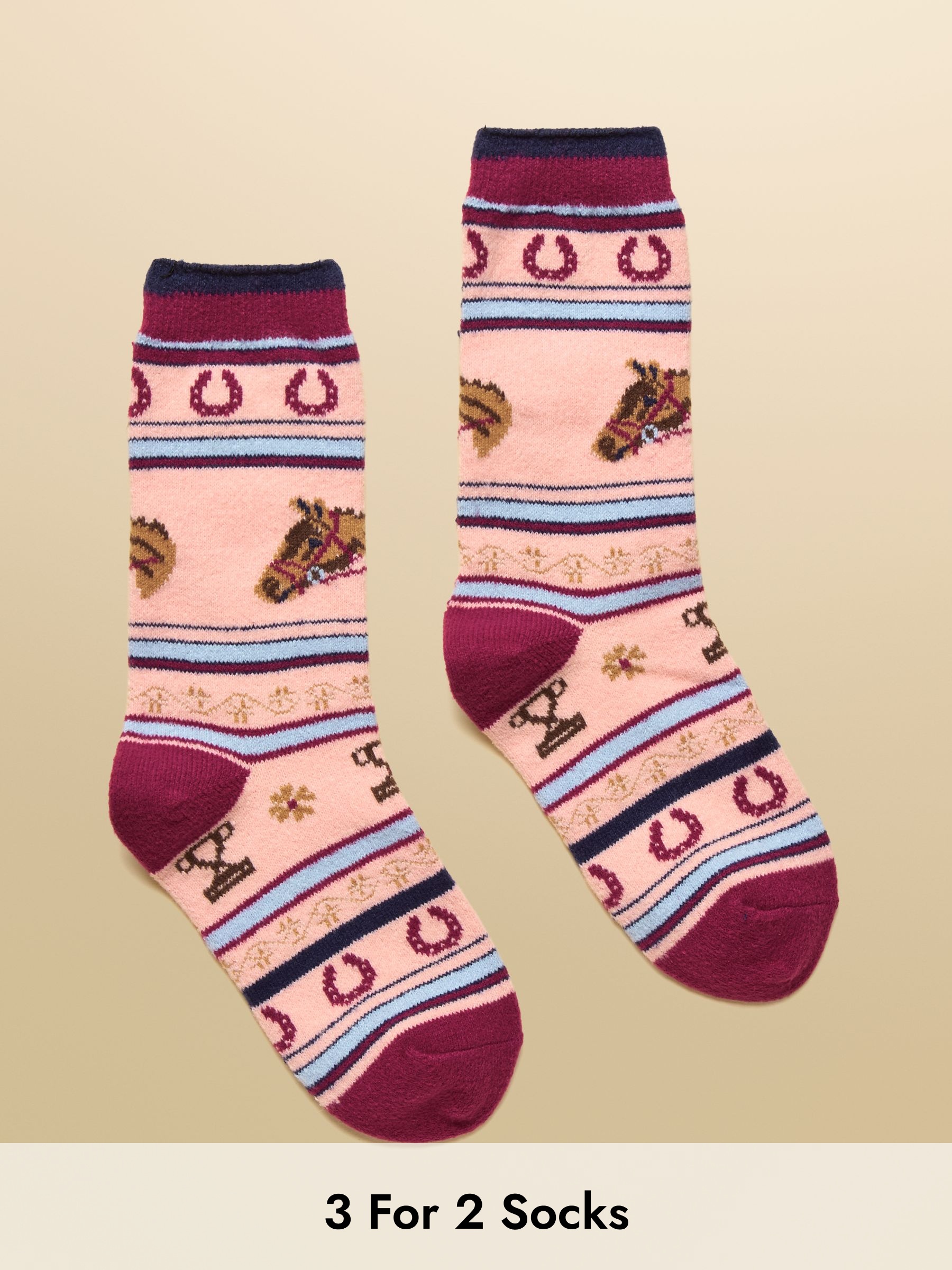 Kids' Ellis Pink Fair Isle Cosy Socks (AN6472) | £6.95