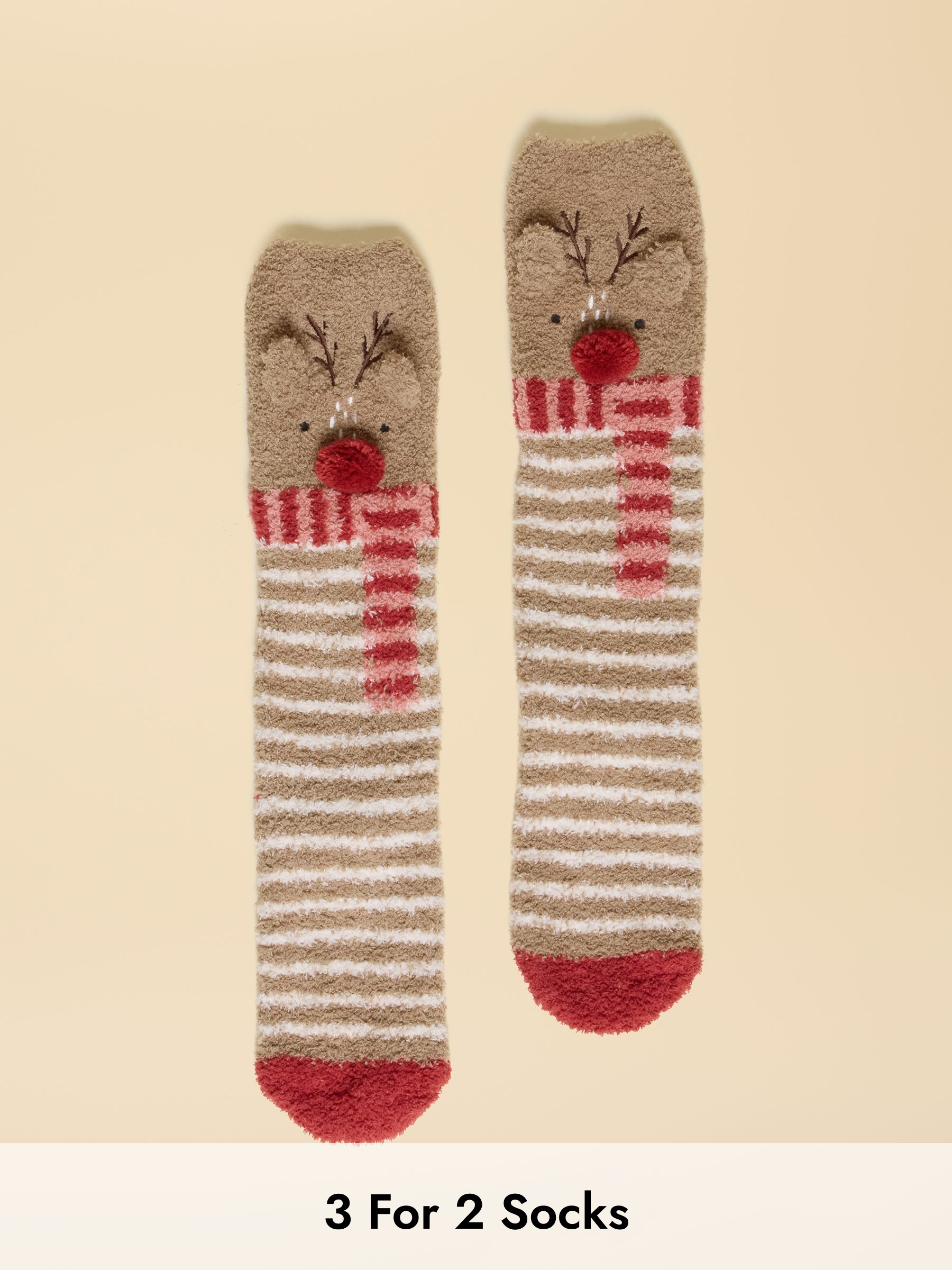 Women's Fluffy Brown Stripe Socks (size 4-8) (AN6496) | £9.95