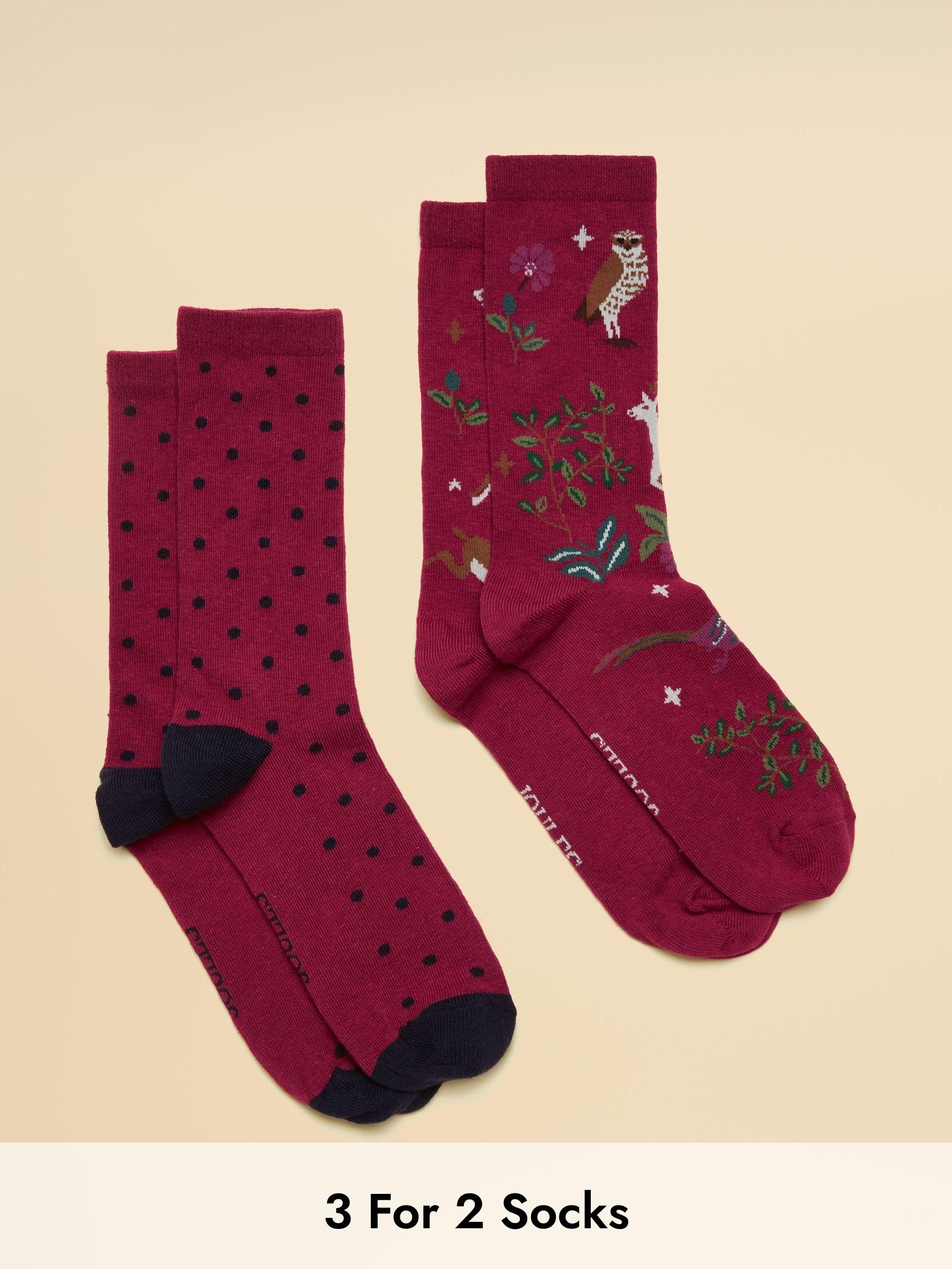 Everyday Berry Pink 2 Pack Socks (AN6498) | £9.95