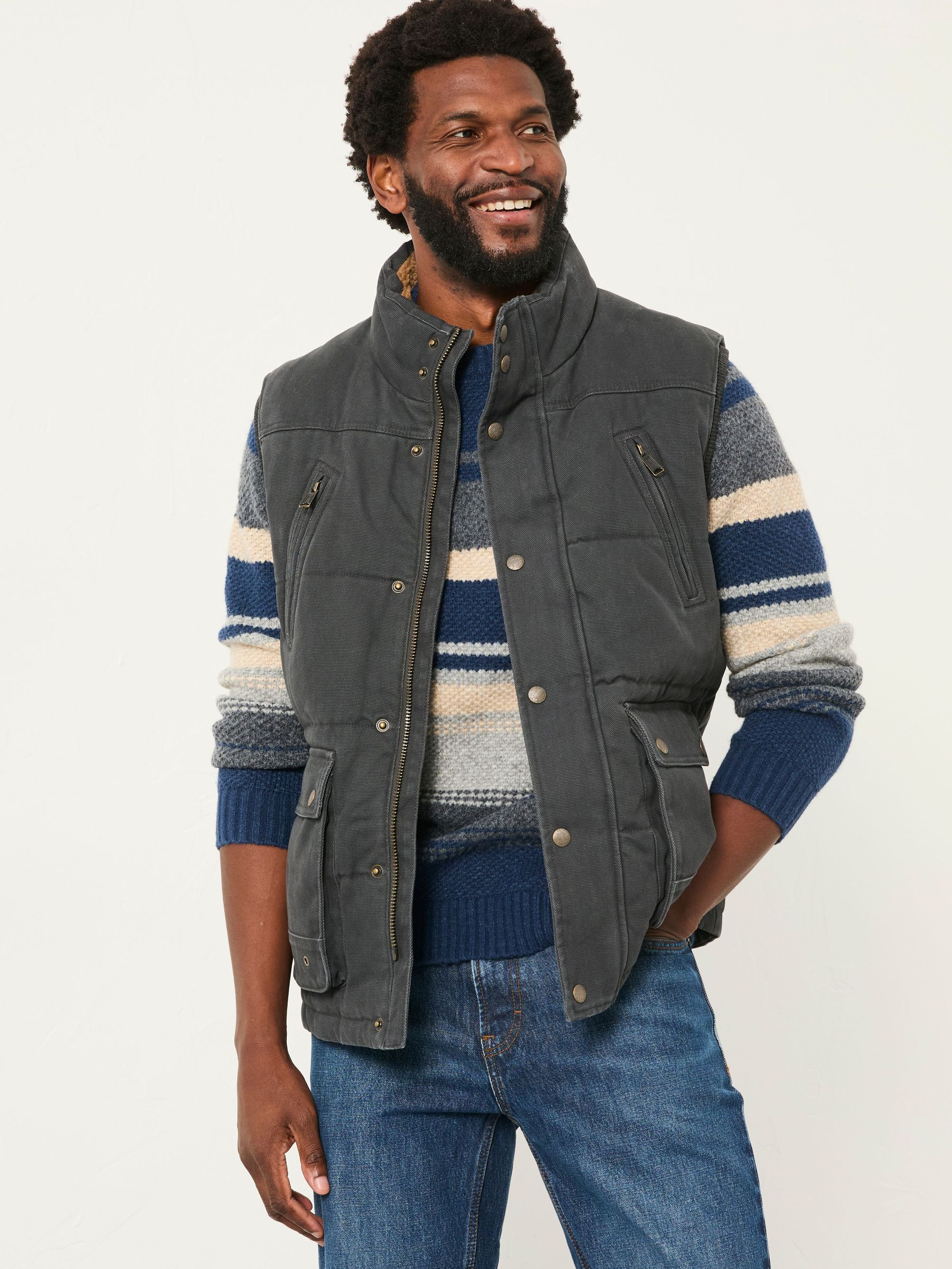 Warton Charcoal Grey Two Pocket Funnel Gilet (AN7460) | £89