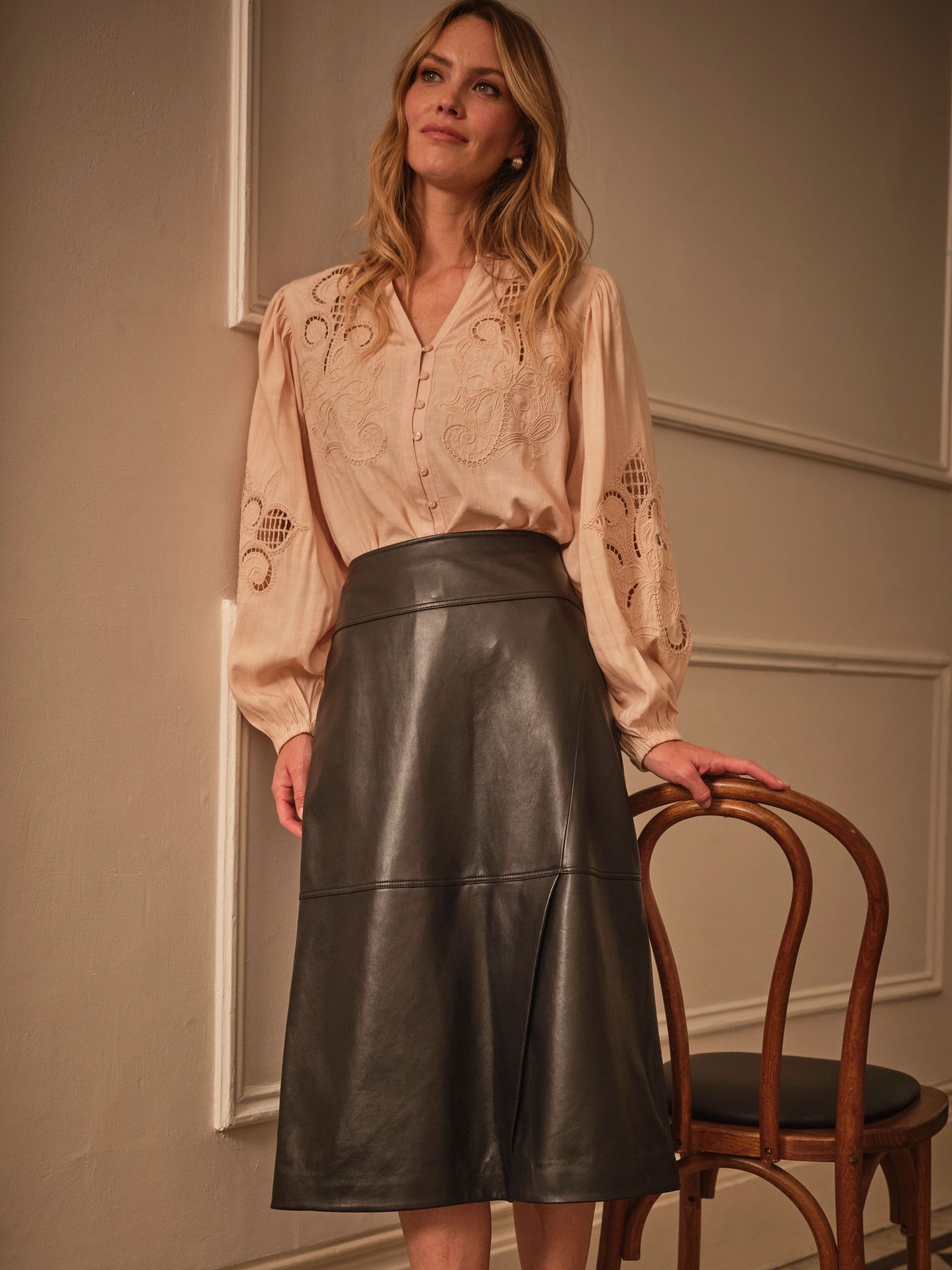Eliza Blush Pink Embroidered Blouse (AN8868) | £79