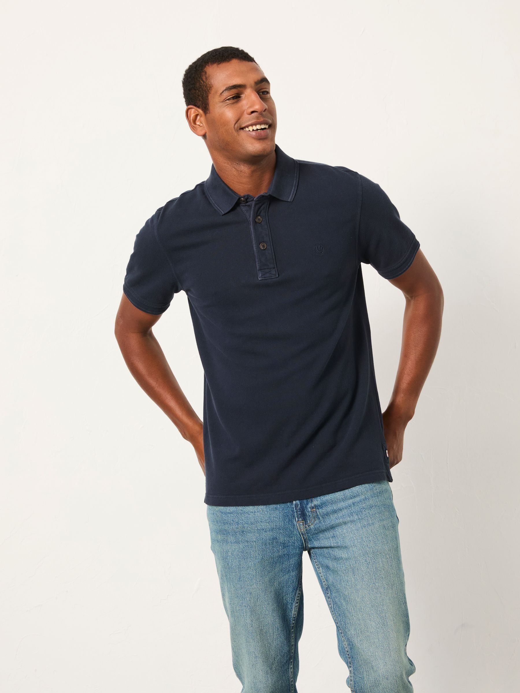 Navy Short Sleeve Pique Polo (AN9541) | £29.50