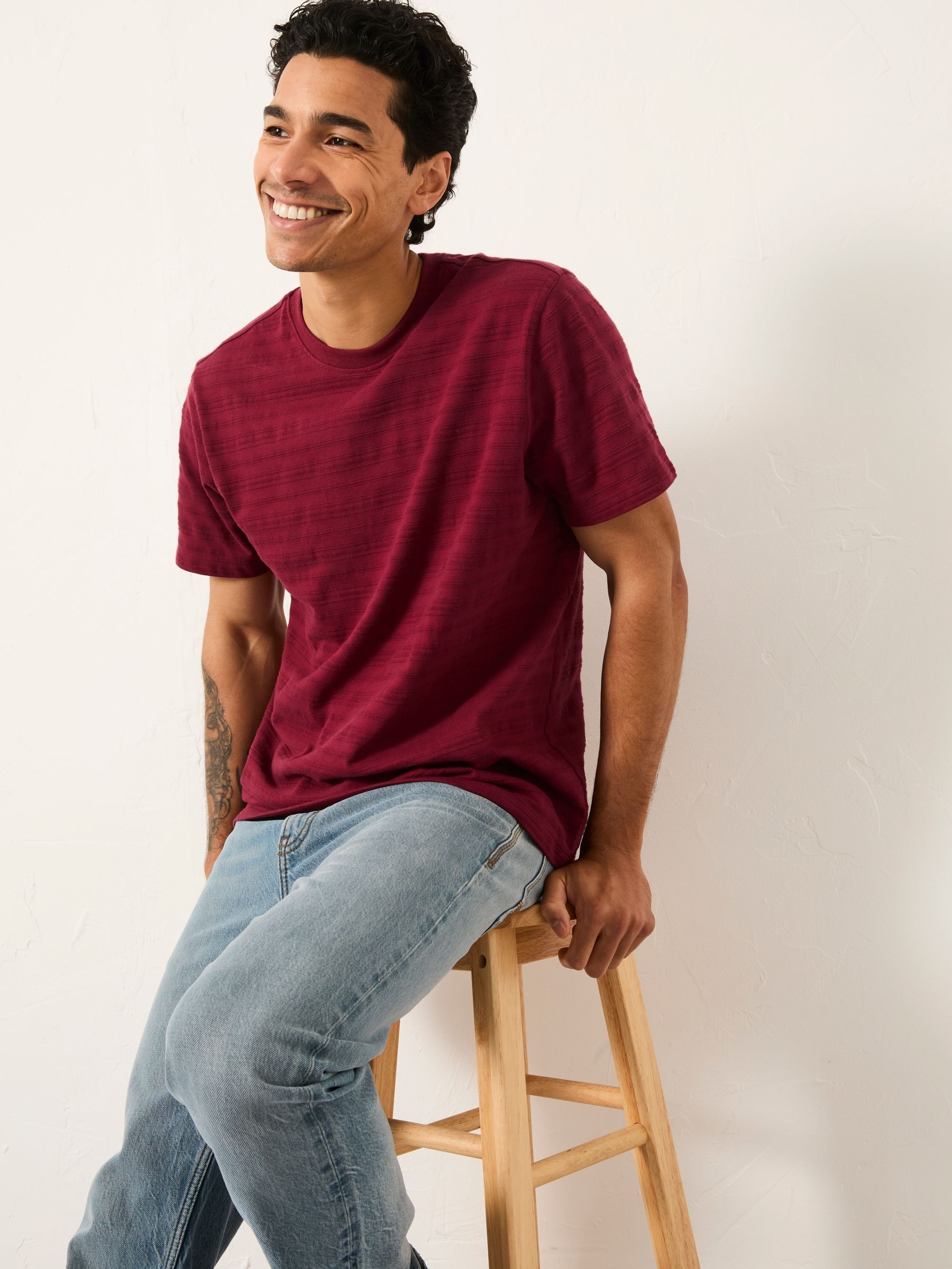 Lulworth Claret Textured Tshirt (AN9553) | £28