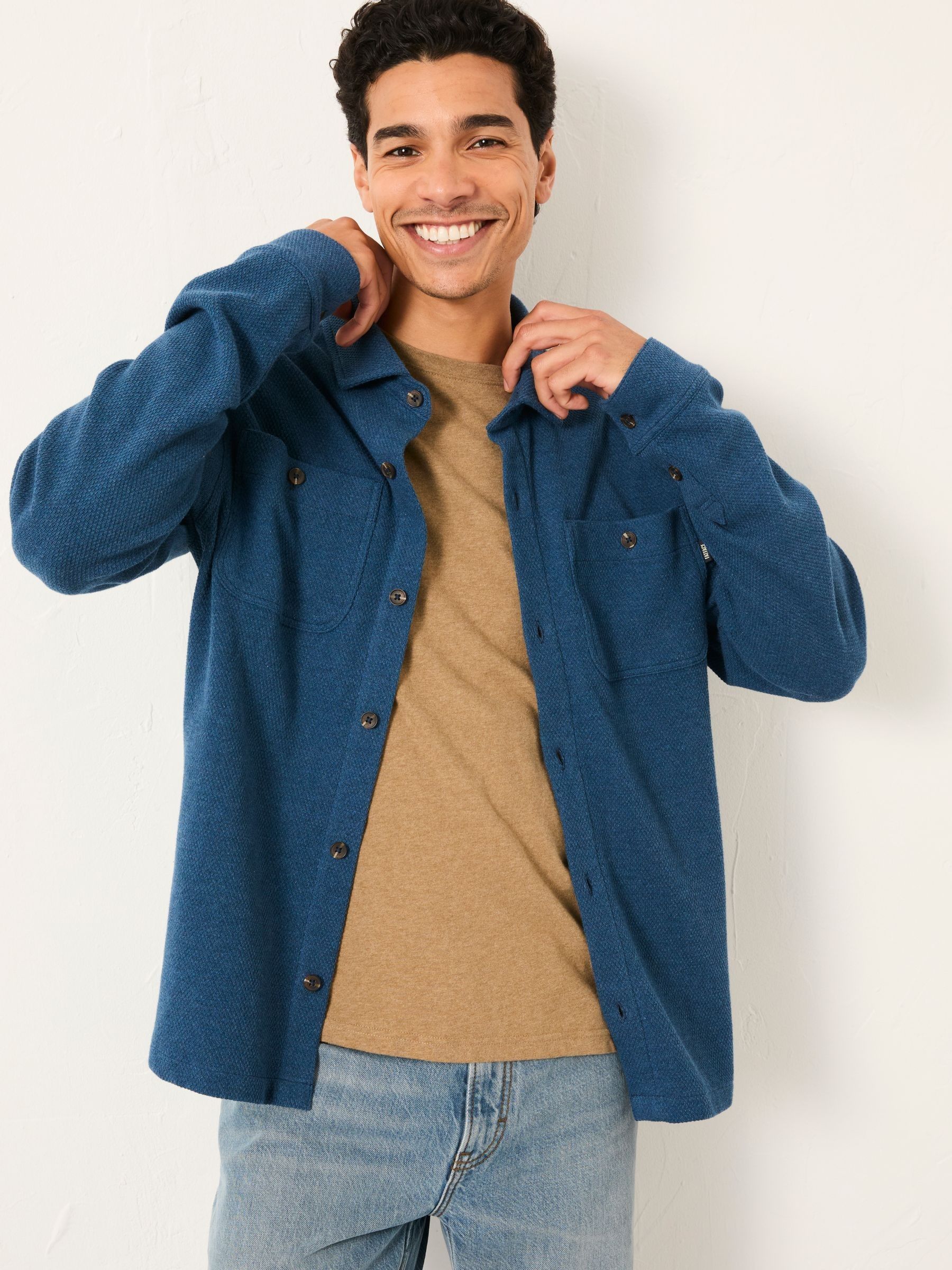 Dark Teal Blue Waffle Shirt (AN9554) | £49.50