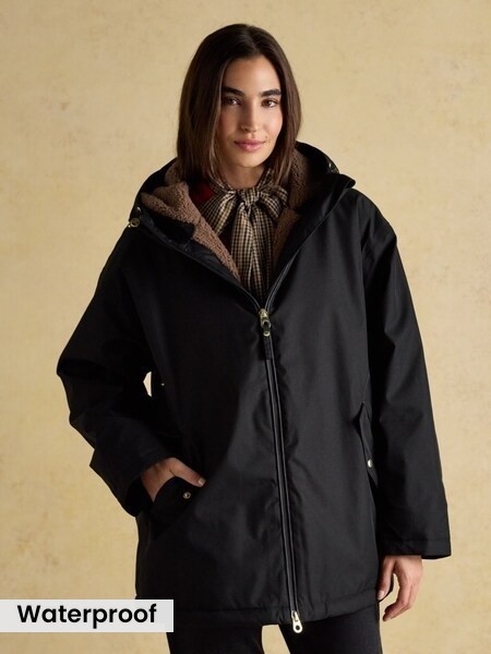 Coverwell Black Fleece Lined Waterproof Coat