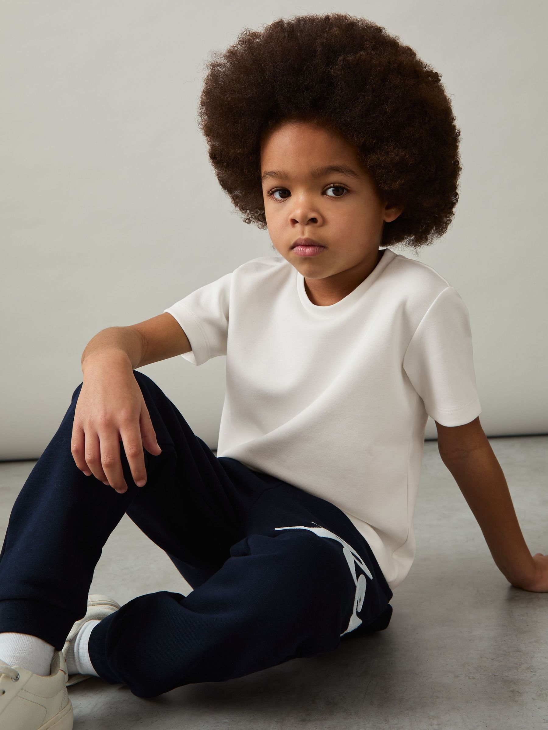 9-13 yrs Interlock-Jersey Crew-Neck T-Shirt in White (AP1244) | £24