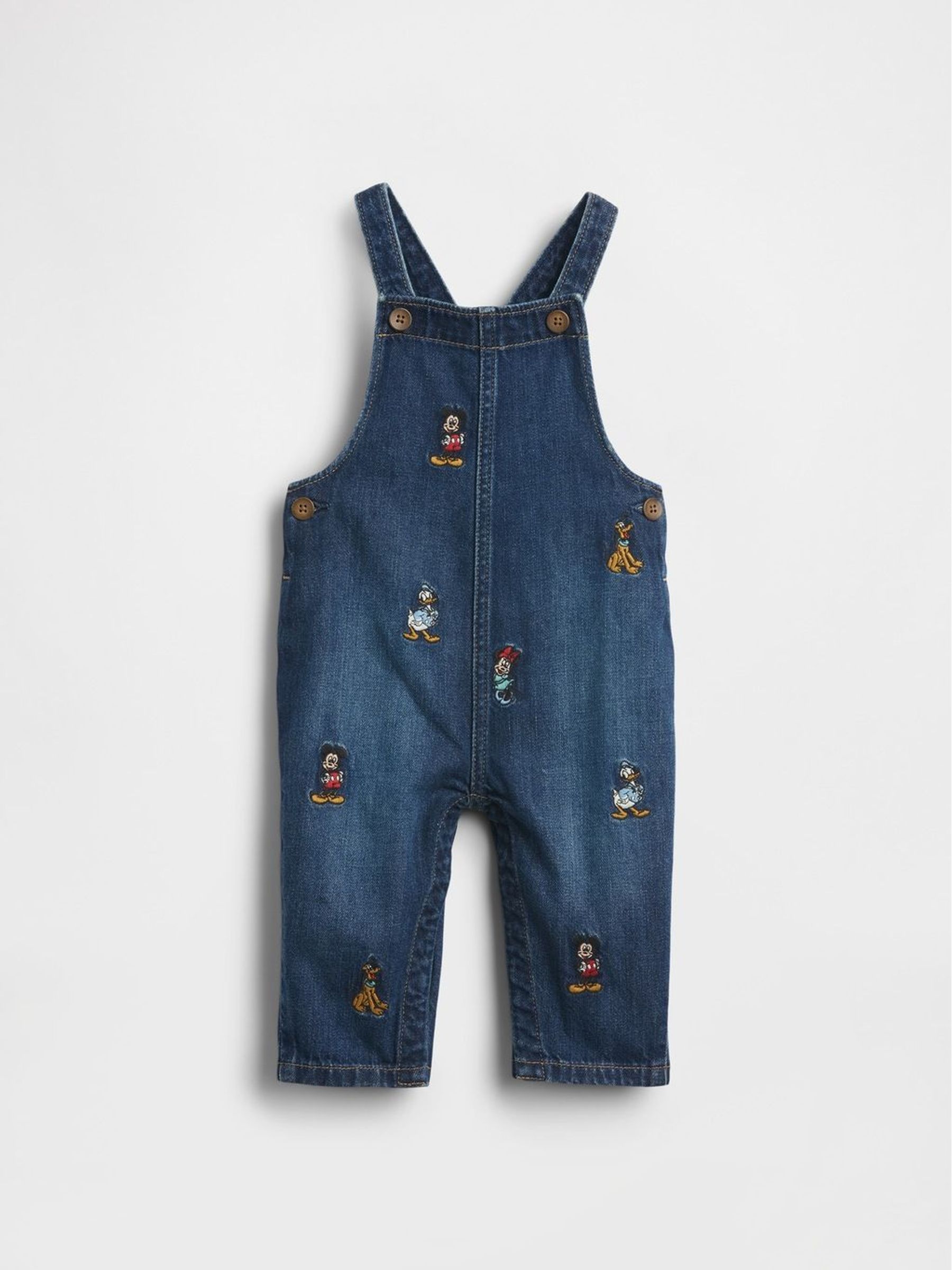 Dark Wash - Disney Embroidered Denim Dungarees