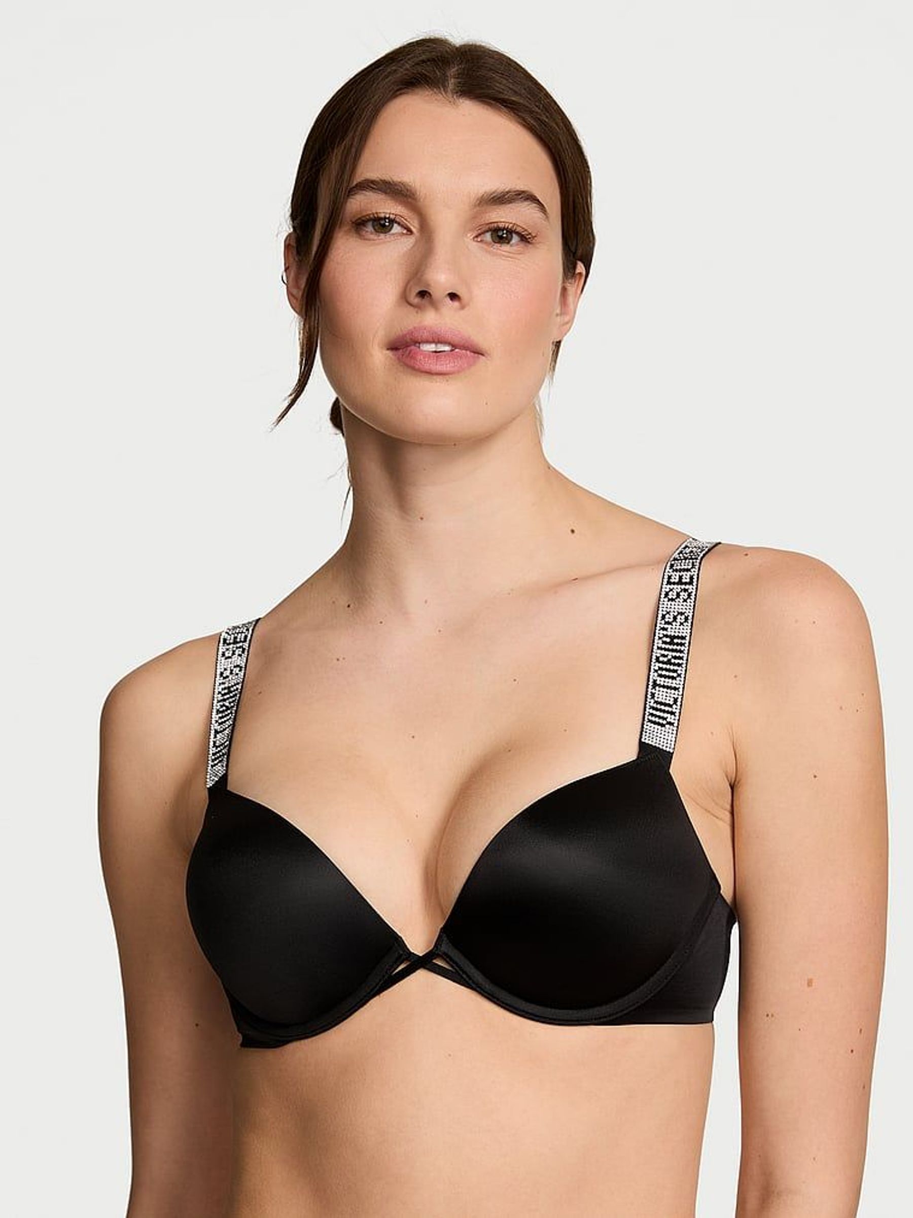 Black Add 2 Cups Push Up Bombshell Shine Strap Bra (AP2434) | £59