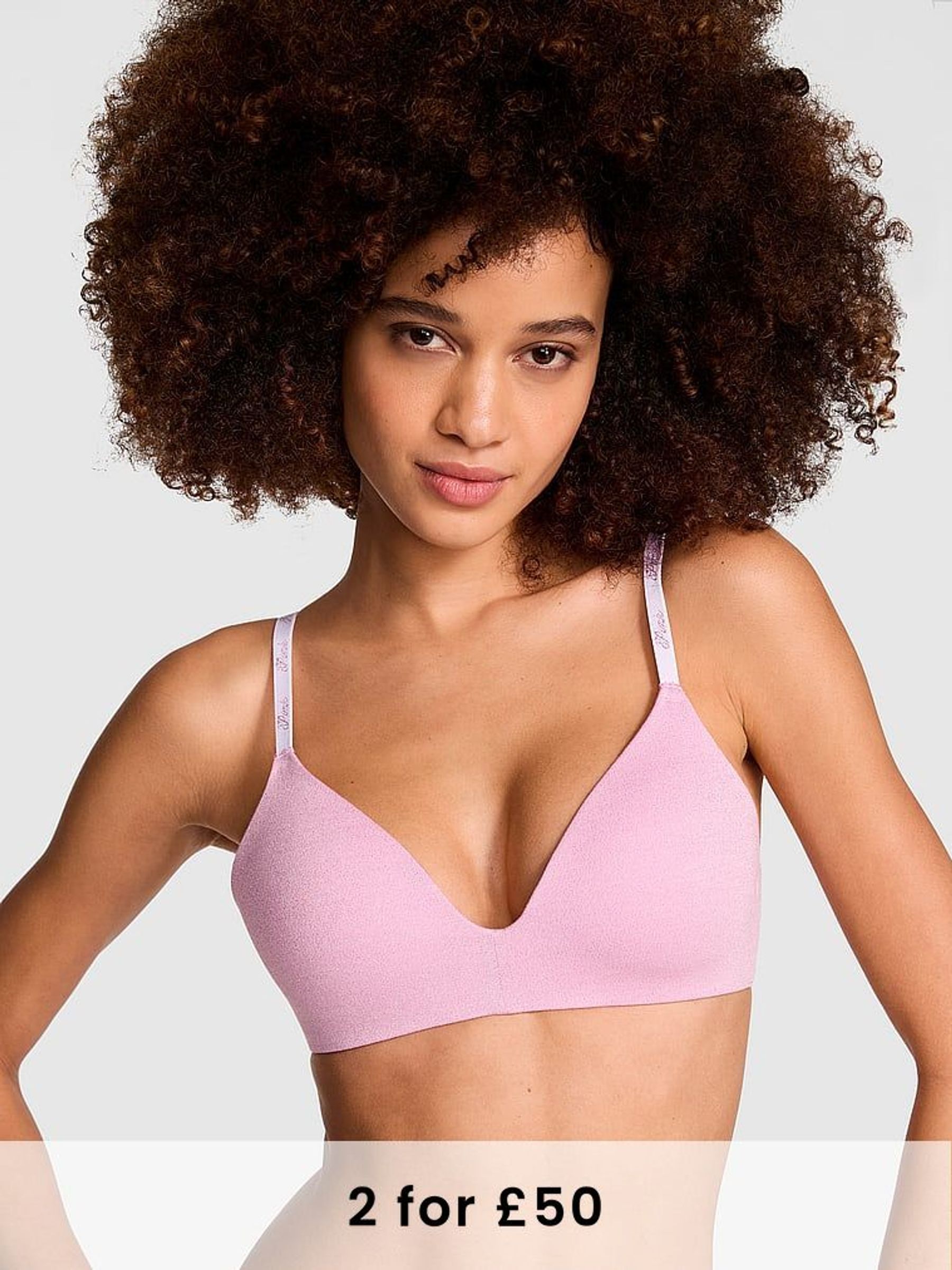 Petal Pink Shine Non Wired Lightly Lined Cotton Logo Bra (AP2791) | £29