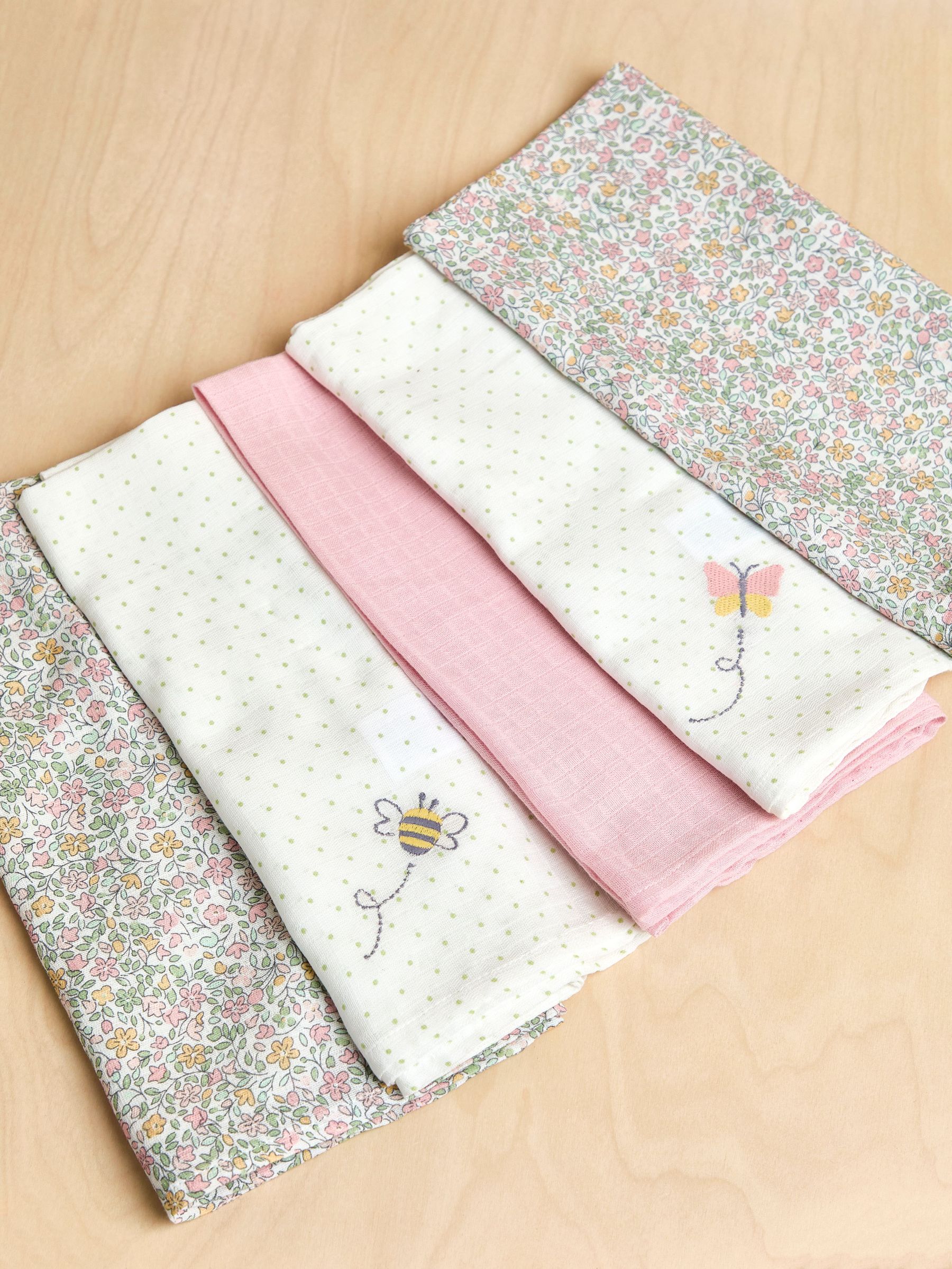 5-Pack Embroidered Muslins (AP4215) | £18