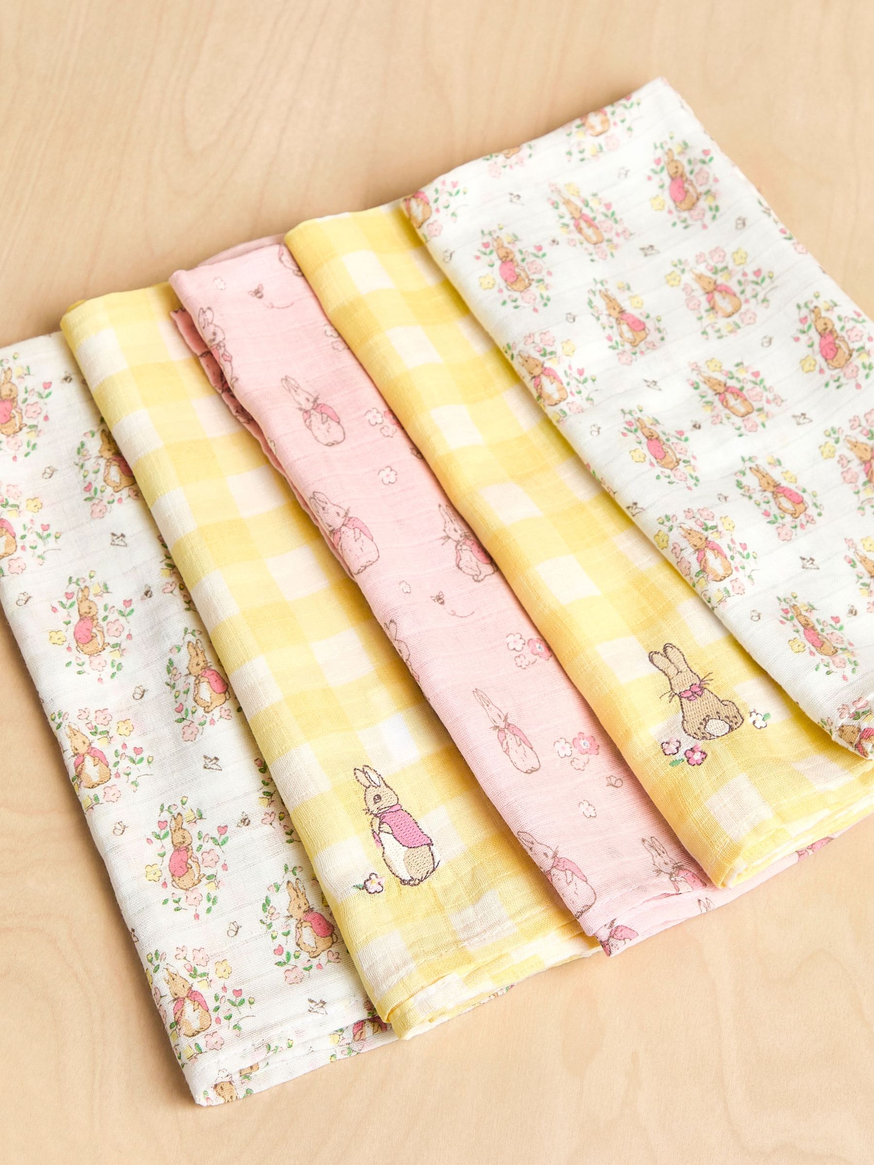 5-Pack Flopsy Bunny Embroidered Muslins (AP4223) | £19.50