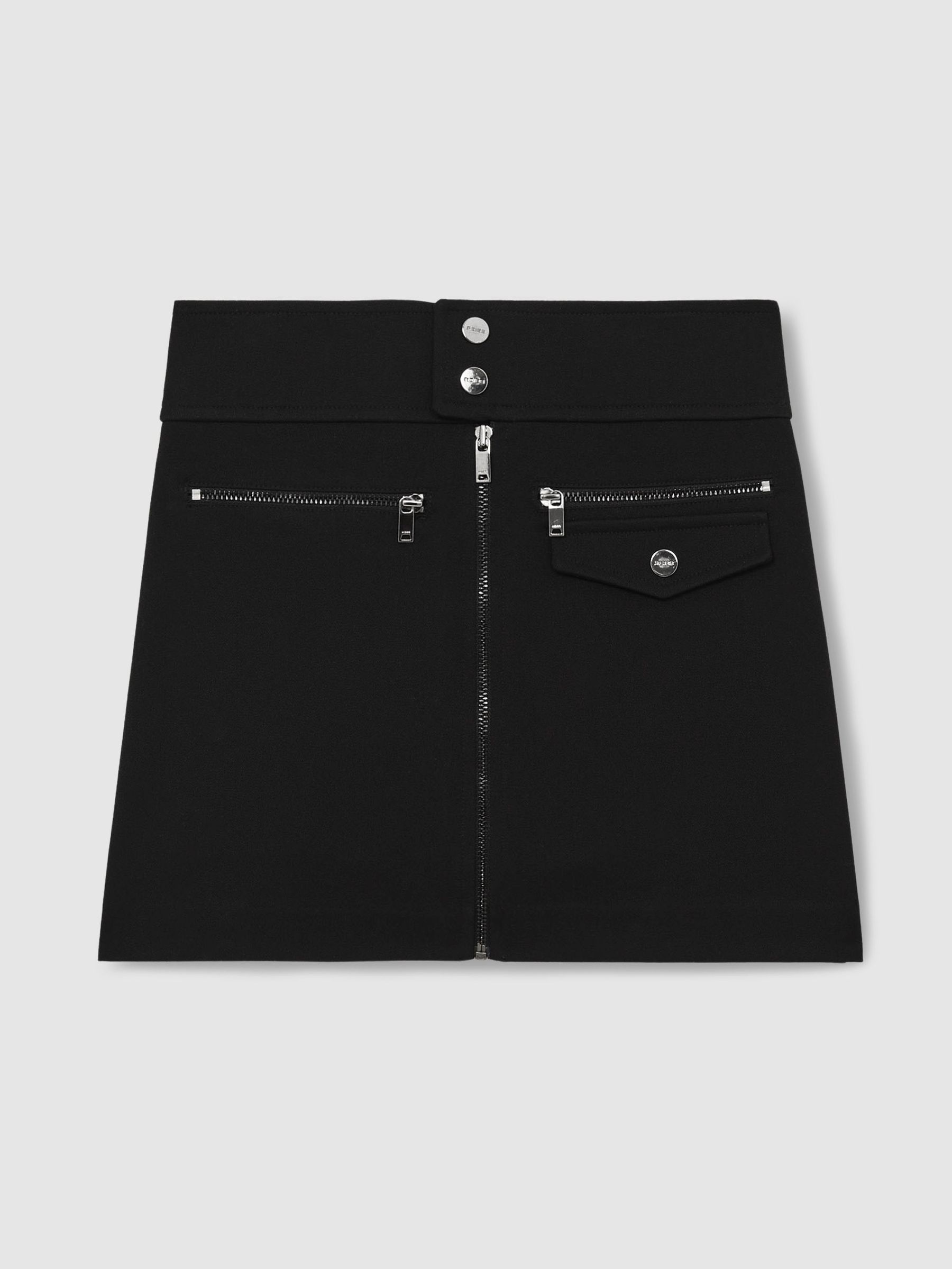 13-14 yrs Piqué Zip-Detail Mini Skirt in Black (AP5132) | £58