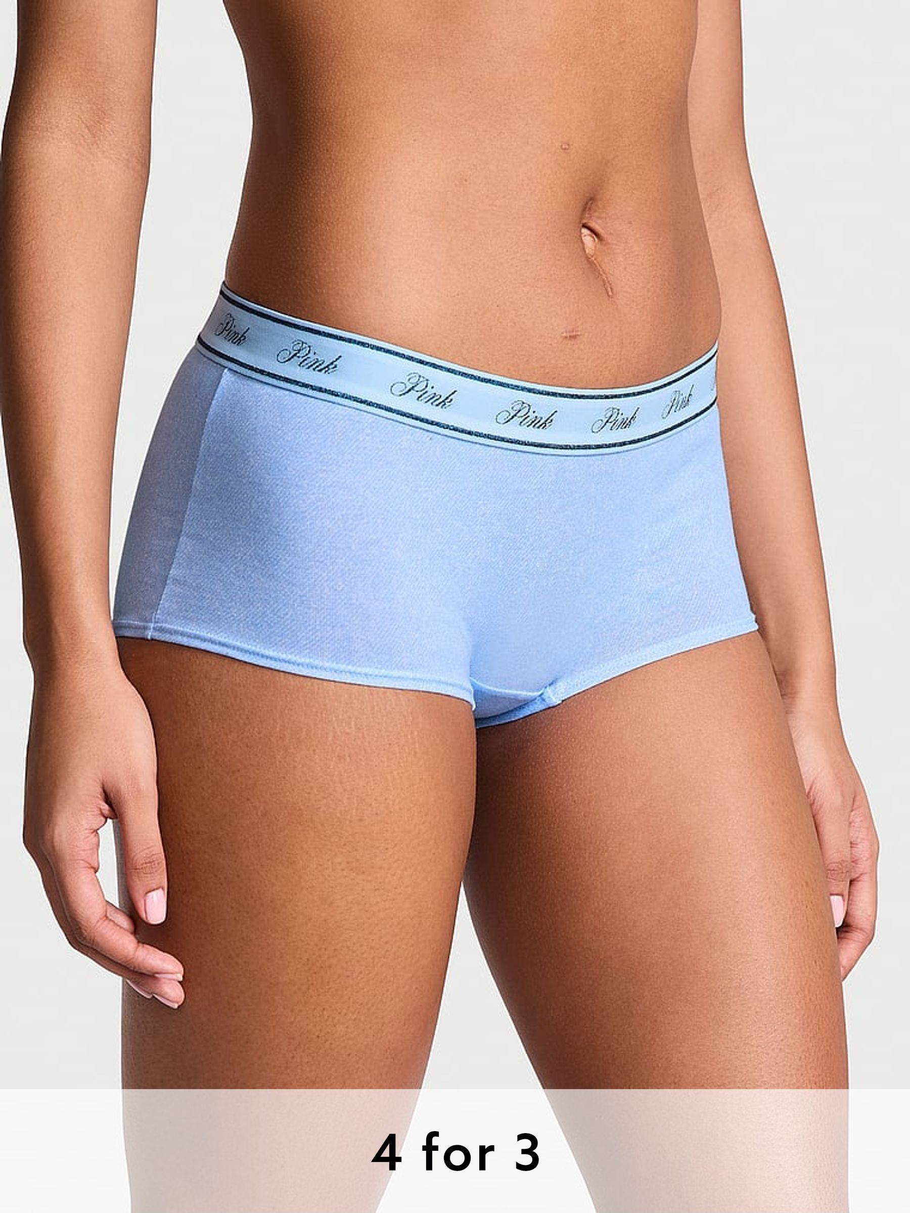 Dark Blue Denim Print Short Cotton Logo Knickers (AP6171) | £9