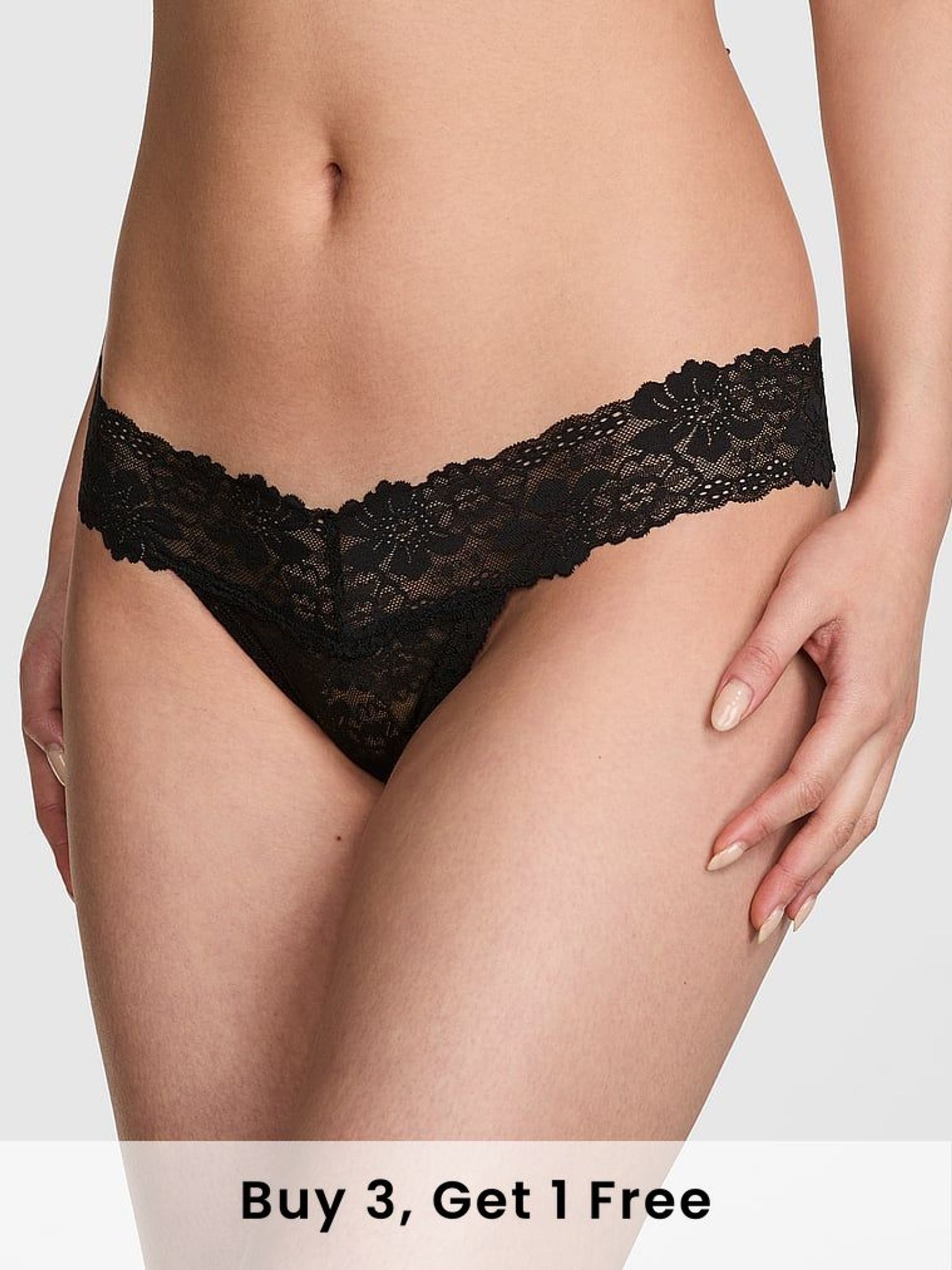 Black Lace Thong Knickers (AP6174) | £9
