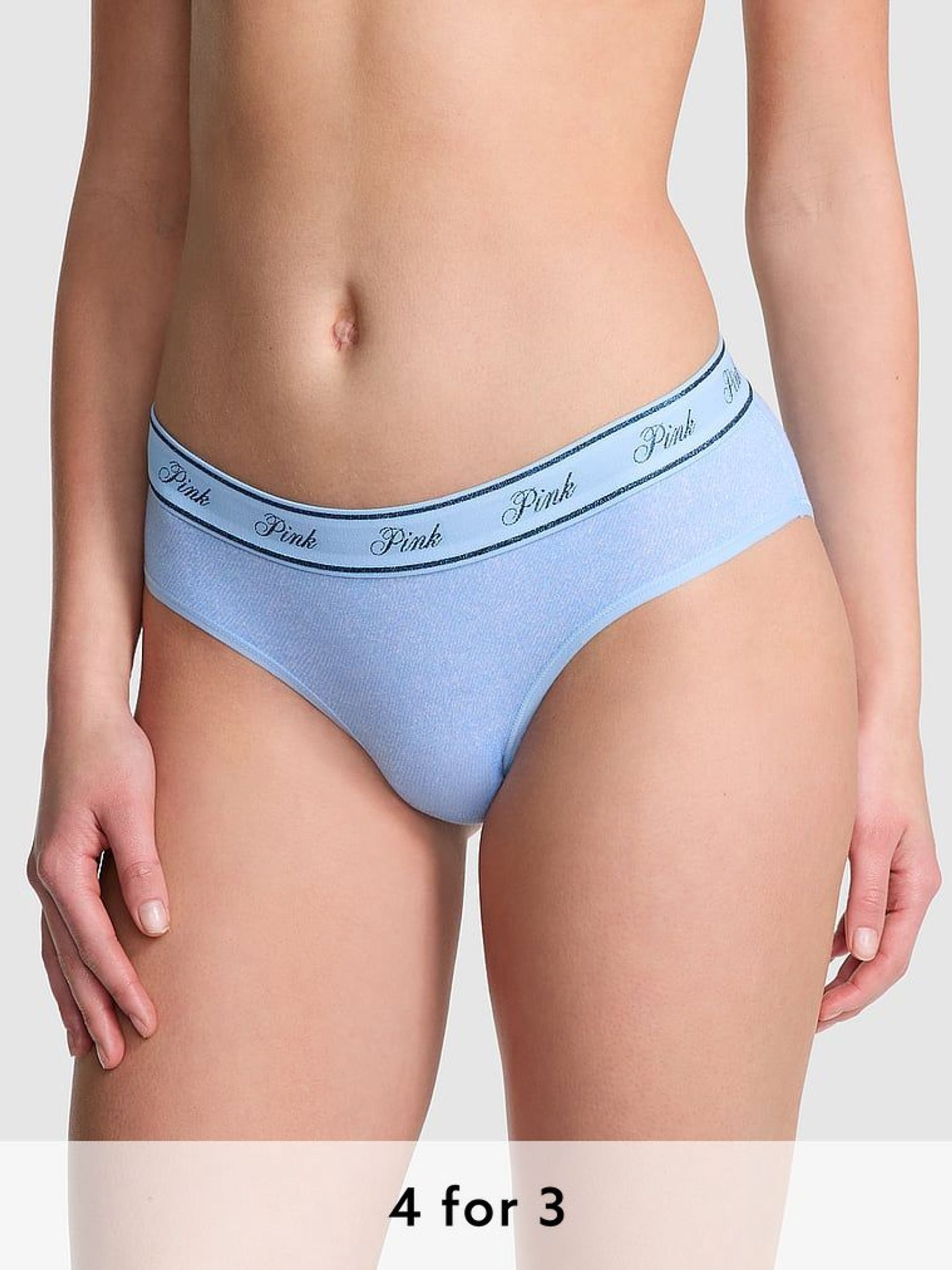 Light Blue Denim Print Hipster Cotton Logo Knickers (AP6178) | £9