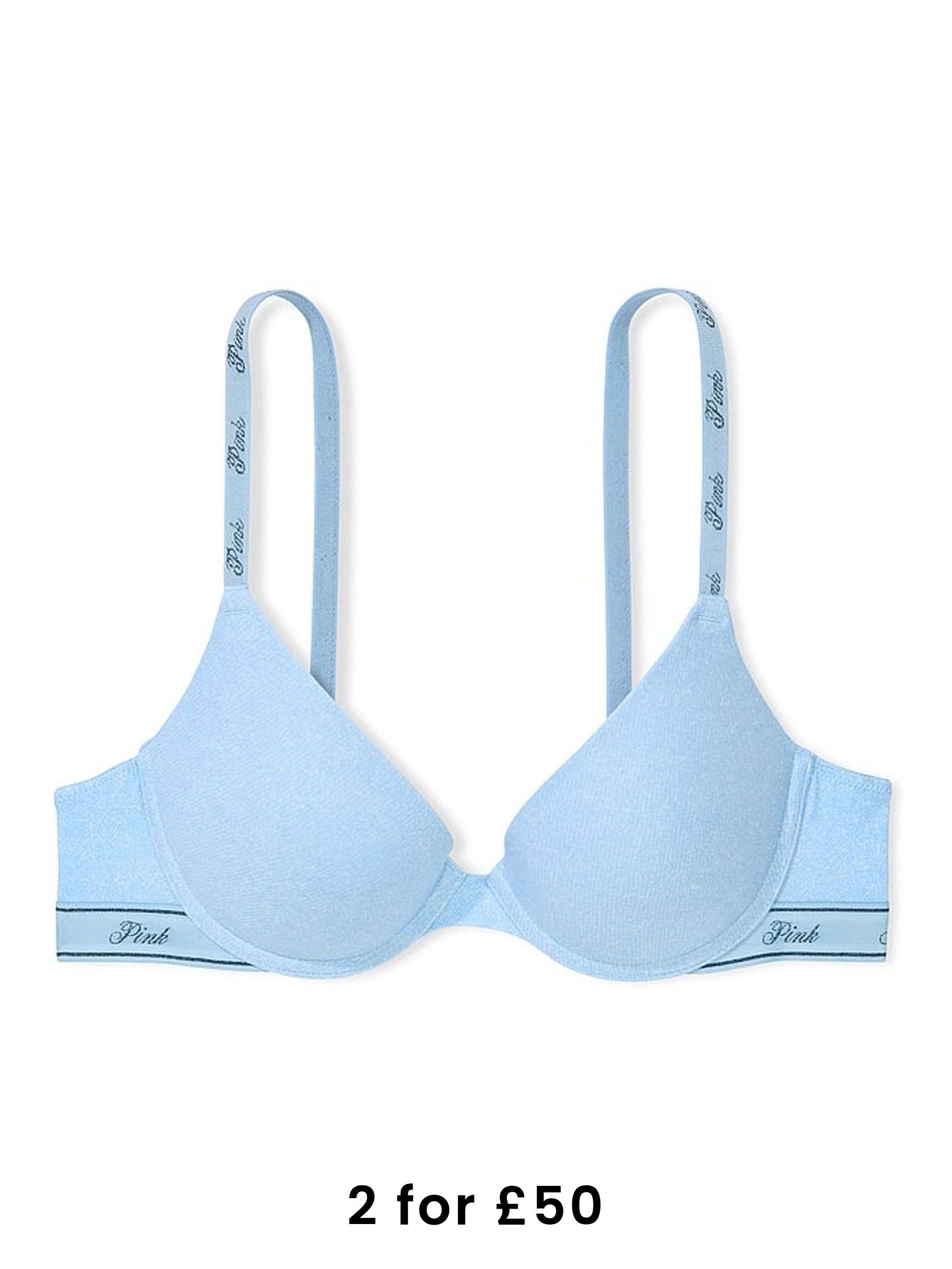 Light Blue Denim Print Push Up Bra (AP6182) | £29
