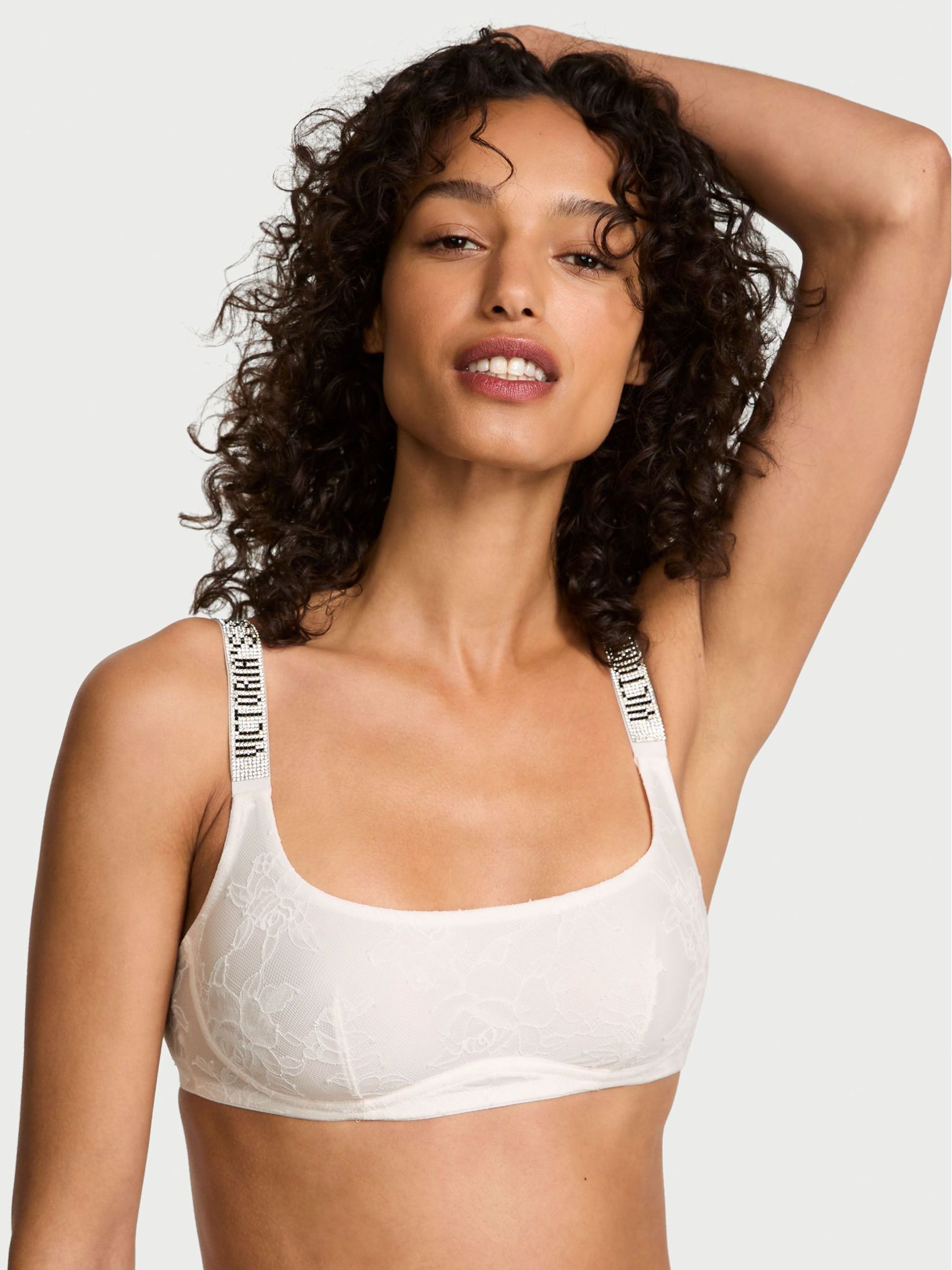 Coconut White Lace Shine Strap Bralette (AP6192) | £29