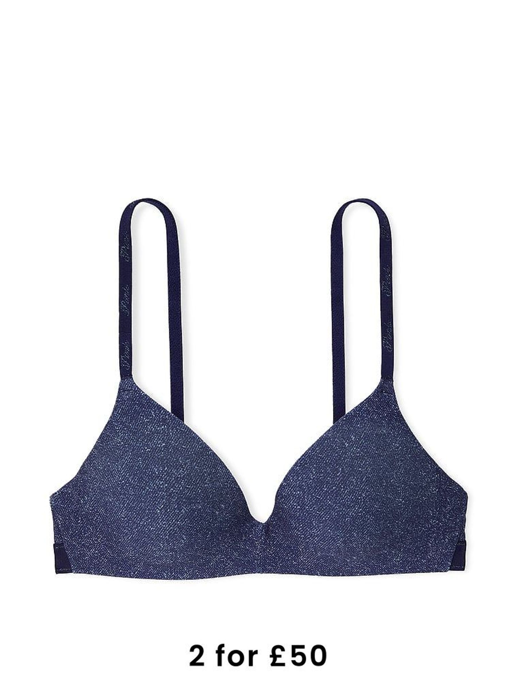 Dark Blue Denim Print Non Wired Push Up Push Up Bra (AP6212) | £29