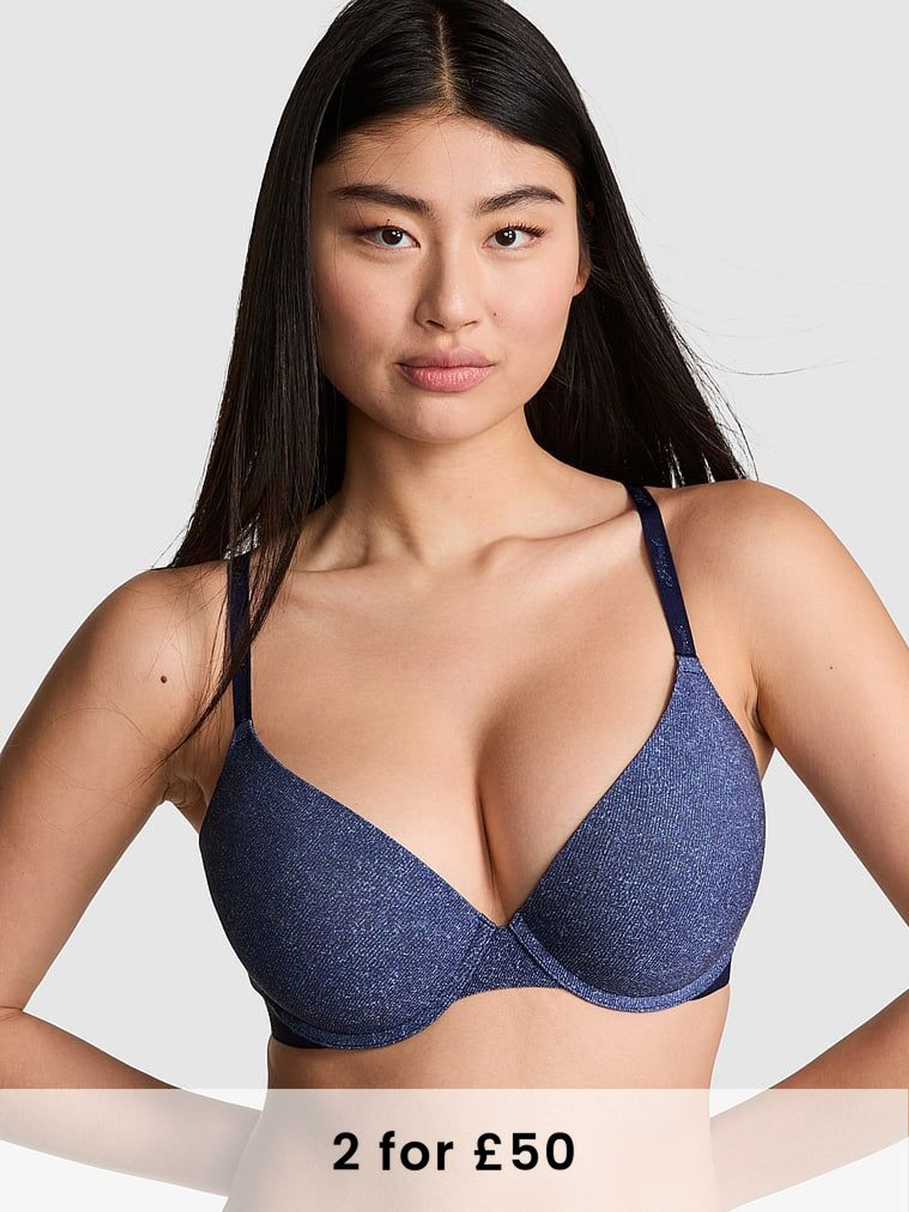Dark Blue Denim Print Push Up Push Up Bra (AP6221) | £29