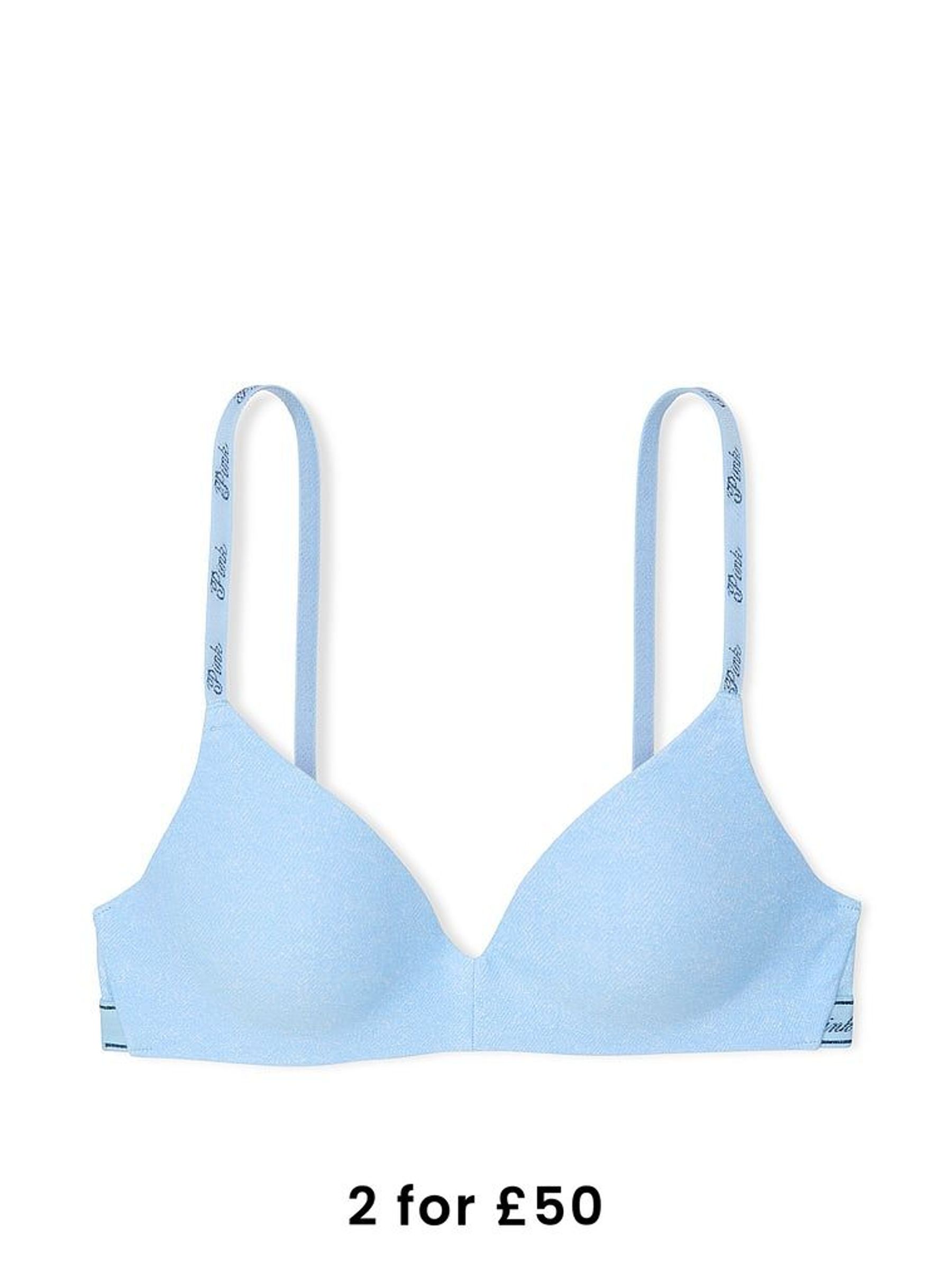 Light Blue Denim Print Non Wired Lightly Lined Bra (AP6227) | £29