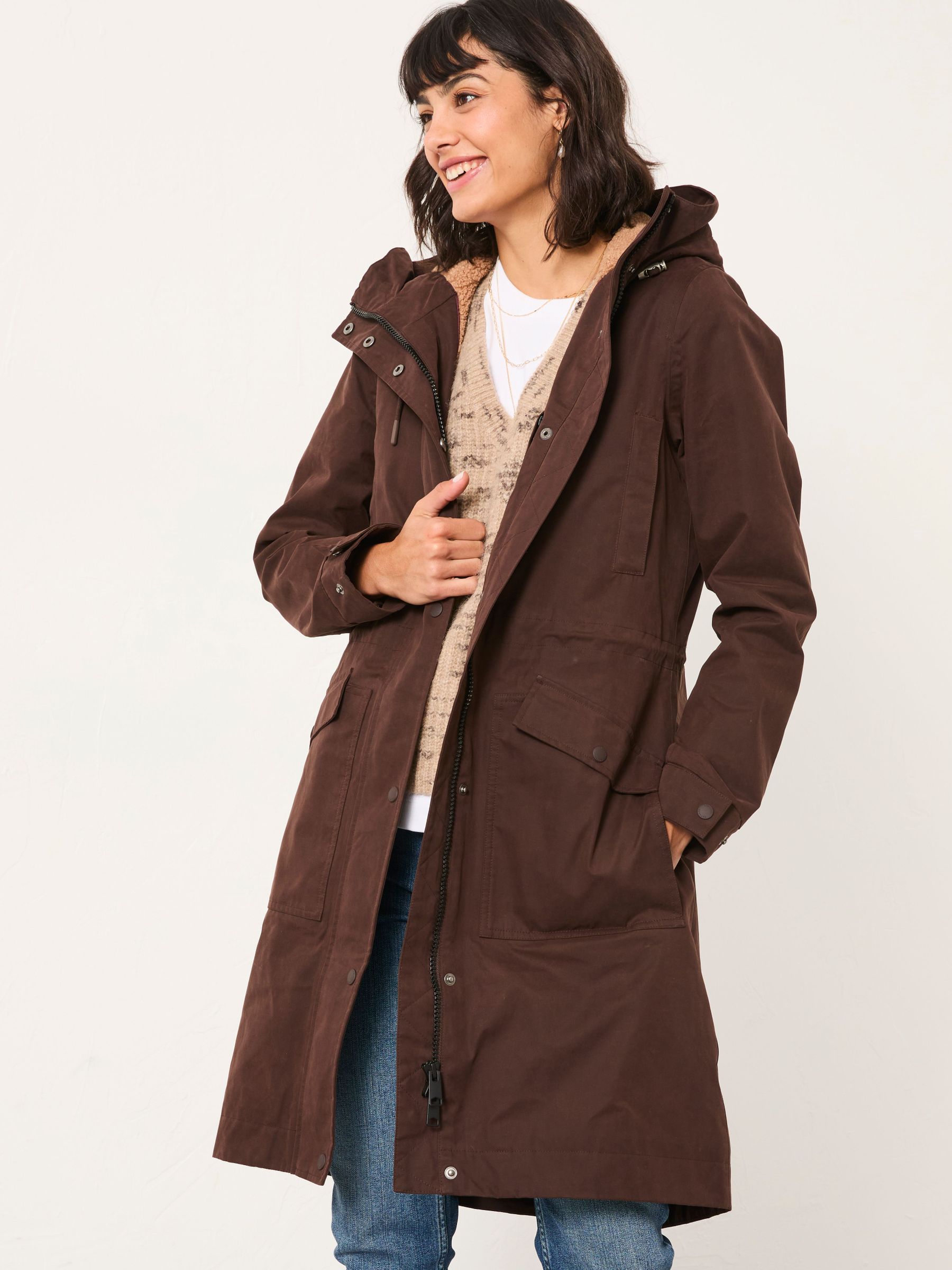 Taylor Chocolate Brown Borg Waterproof Coat (AP6796) | £140