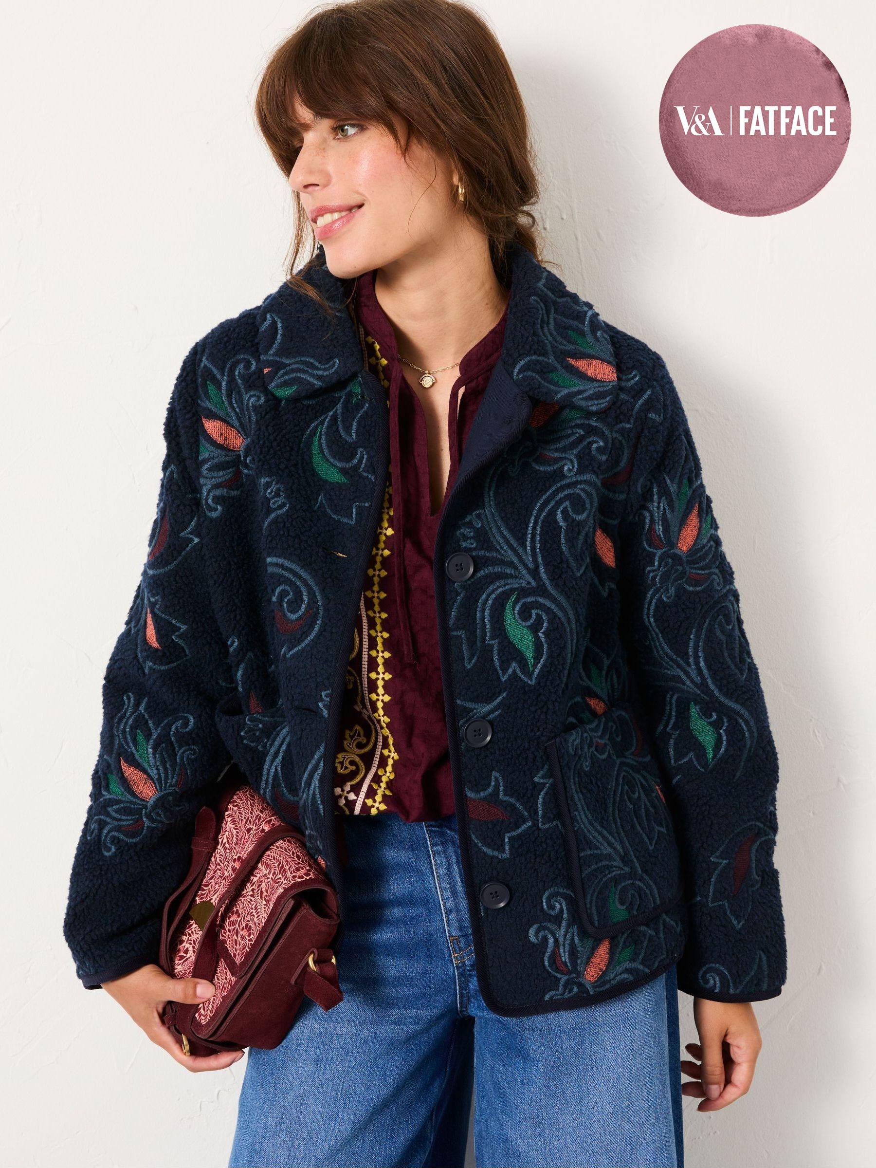 Navy Garratt Embroidered Borg Fleece (AP6804) | £89