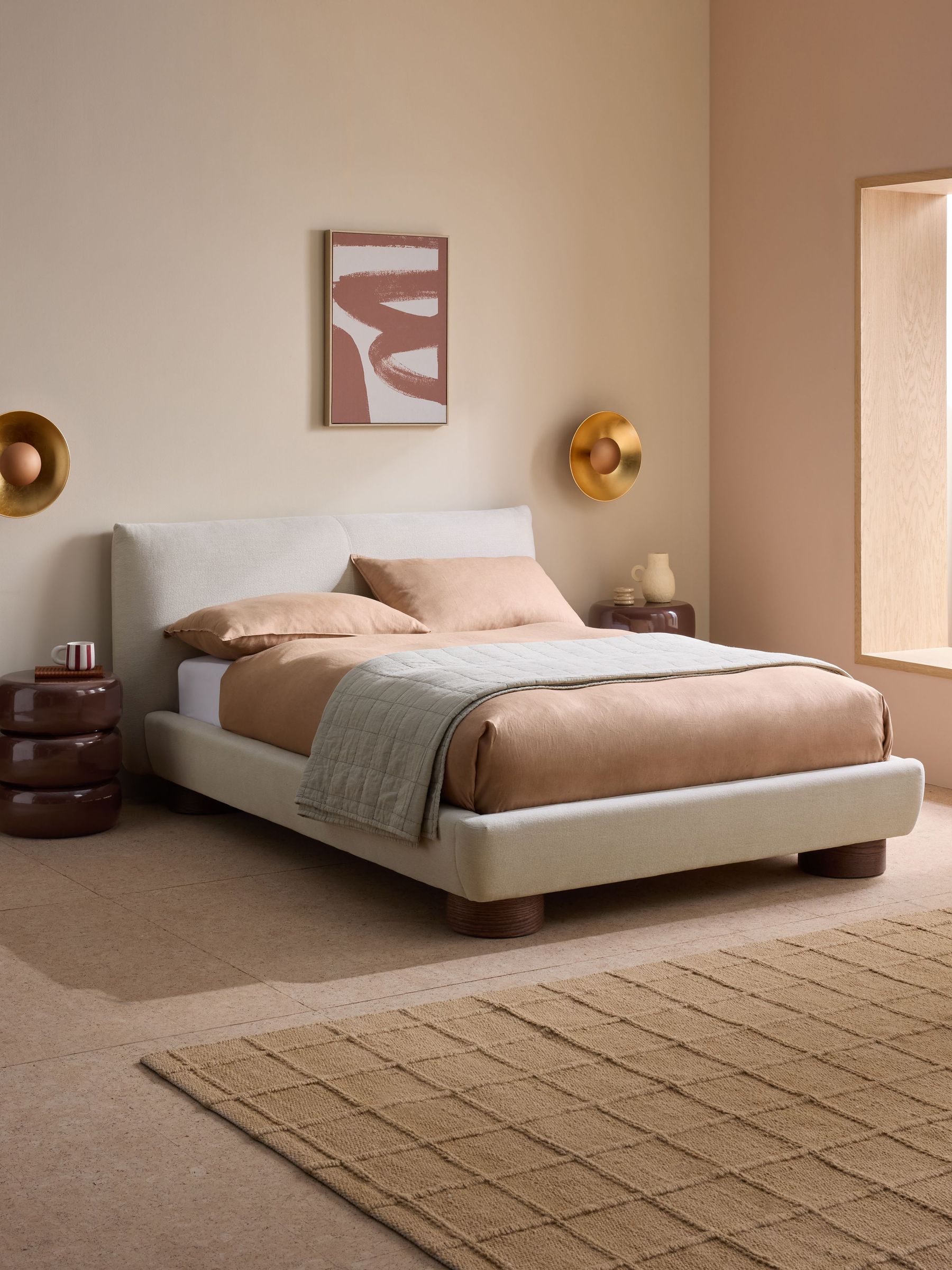 Jude Bed in Soft Textured Weave Linen Natural (AP6878) | £699 - £849