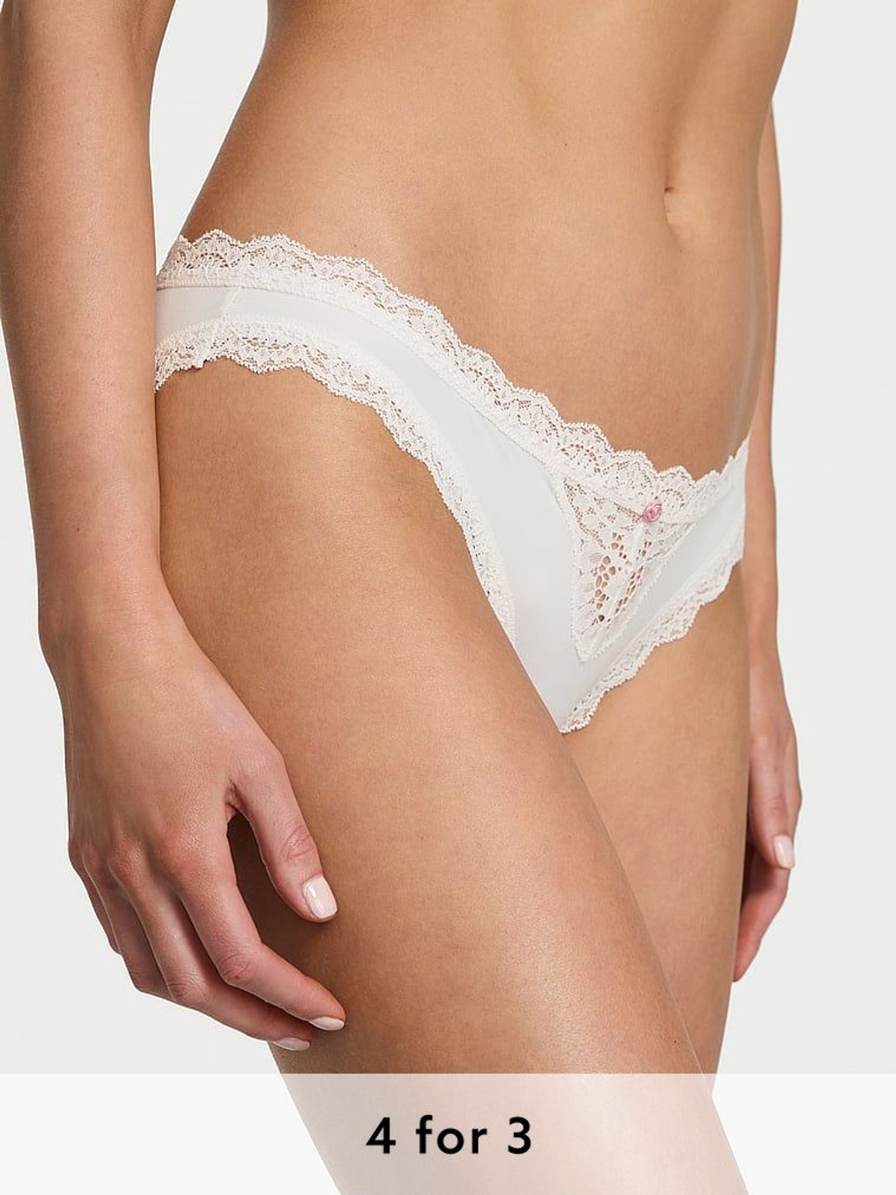 Coconut White Lace Trim Bikini Knickers (AP7412) | £14