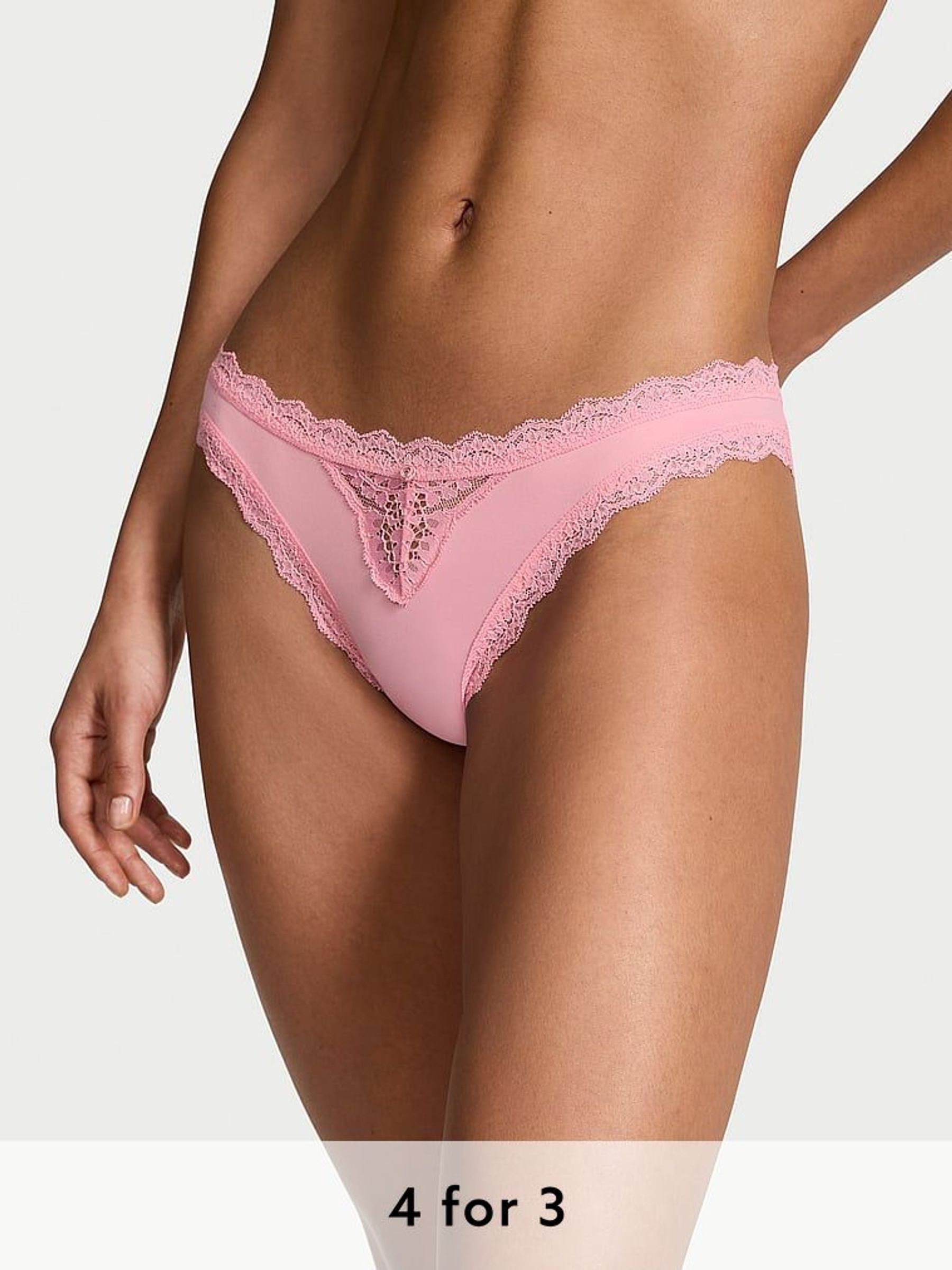 Pink Hope Lace Trim Bikini Knickers (AP7418) | £14