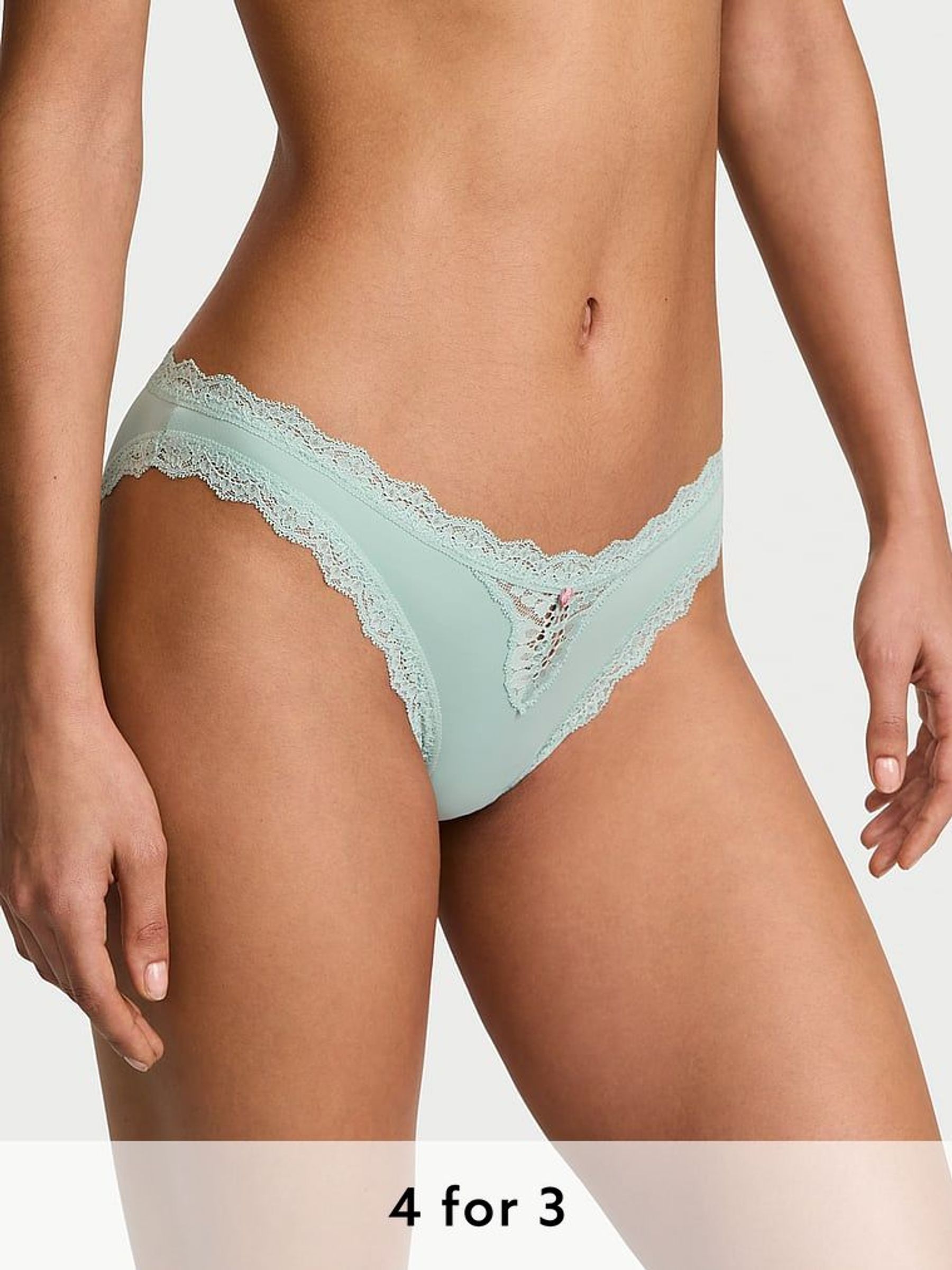 Silent Blue Lace Trim Bikini Knickers (AP7426) | £14