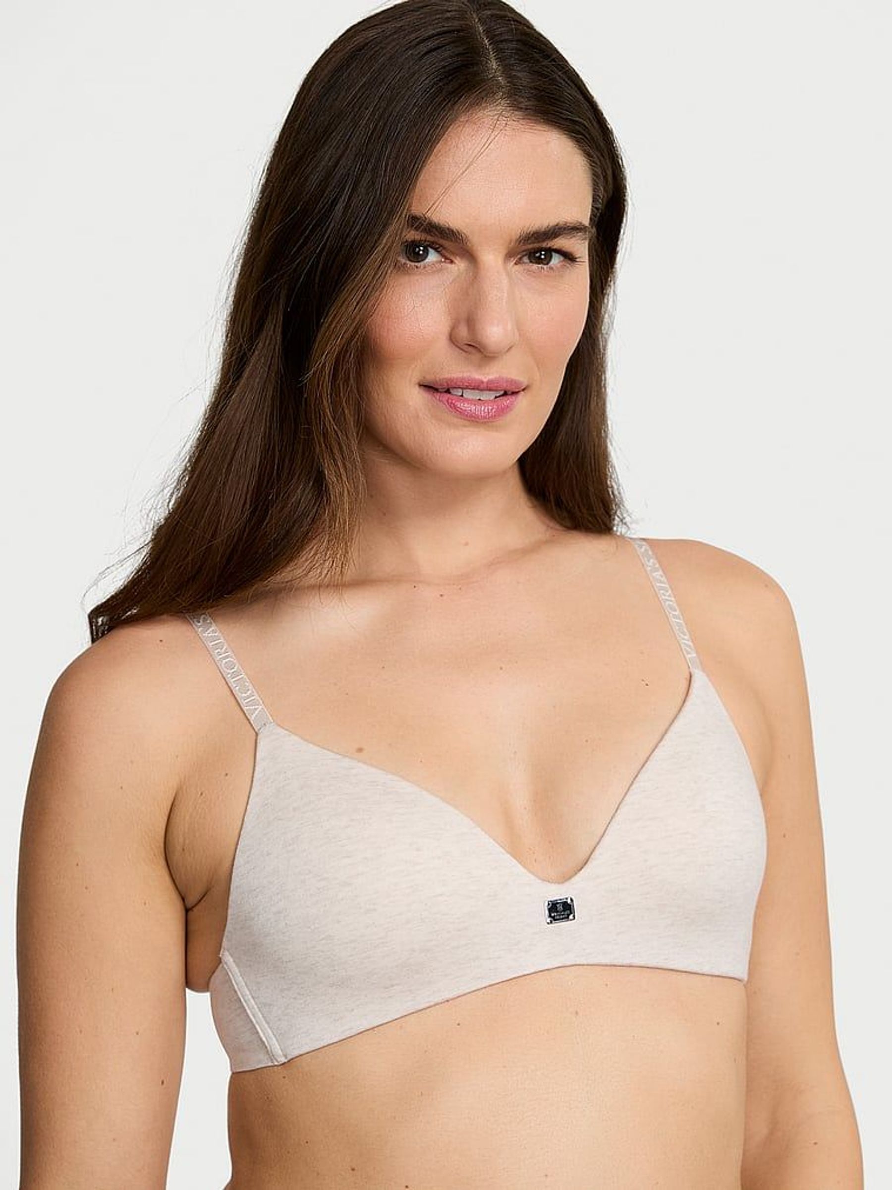 Nude Heather Non Wired Lightly Lined Cotton Logo Bra (AR0518) | £35