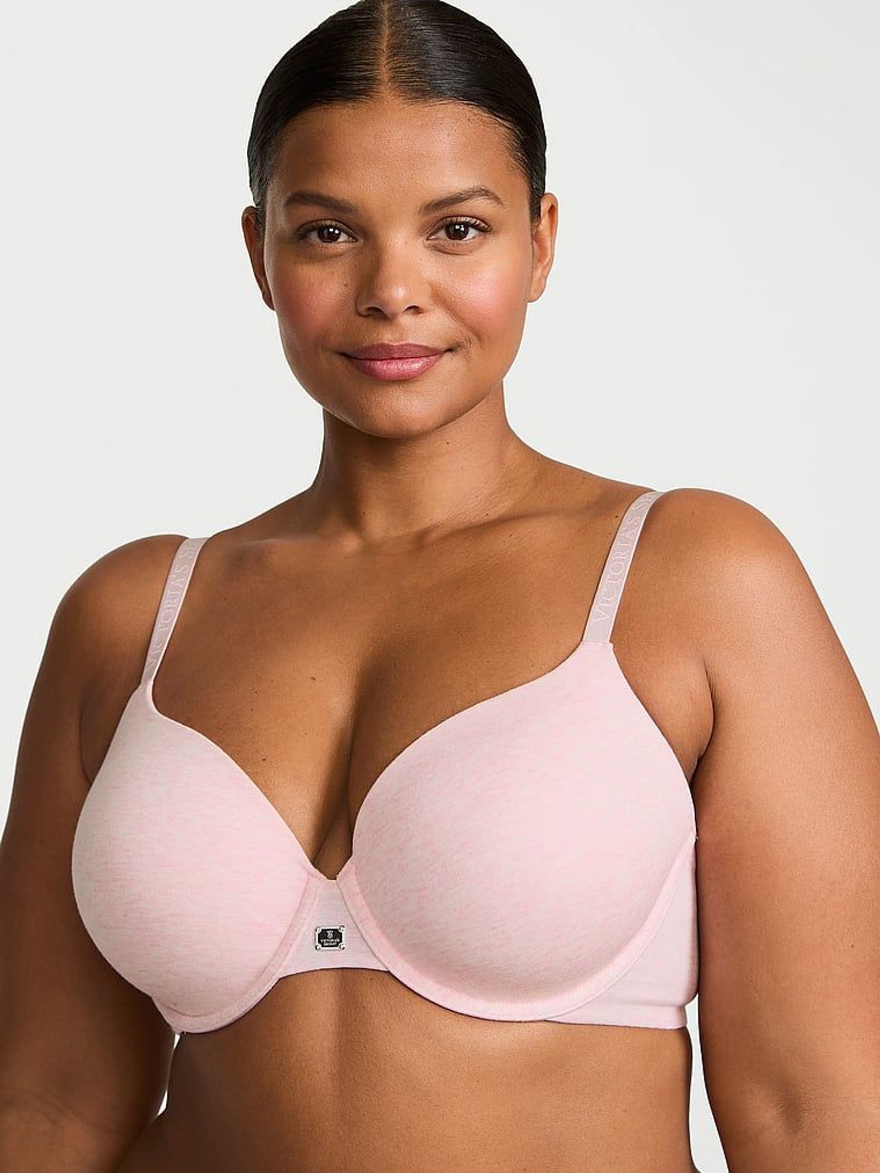 Pink Petal Heather Full Cup Cotton Logo Bra (AR0519) | £35