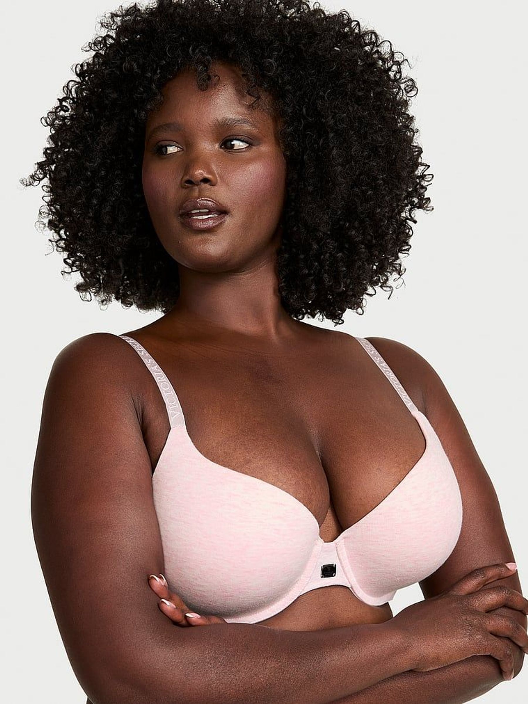 Pink Petal Heather Full Cup Push Up Cotton Logo Bra (AR0521) | £35
