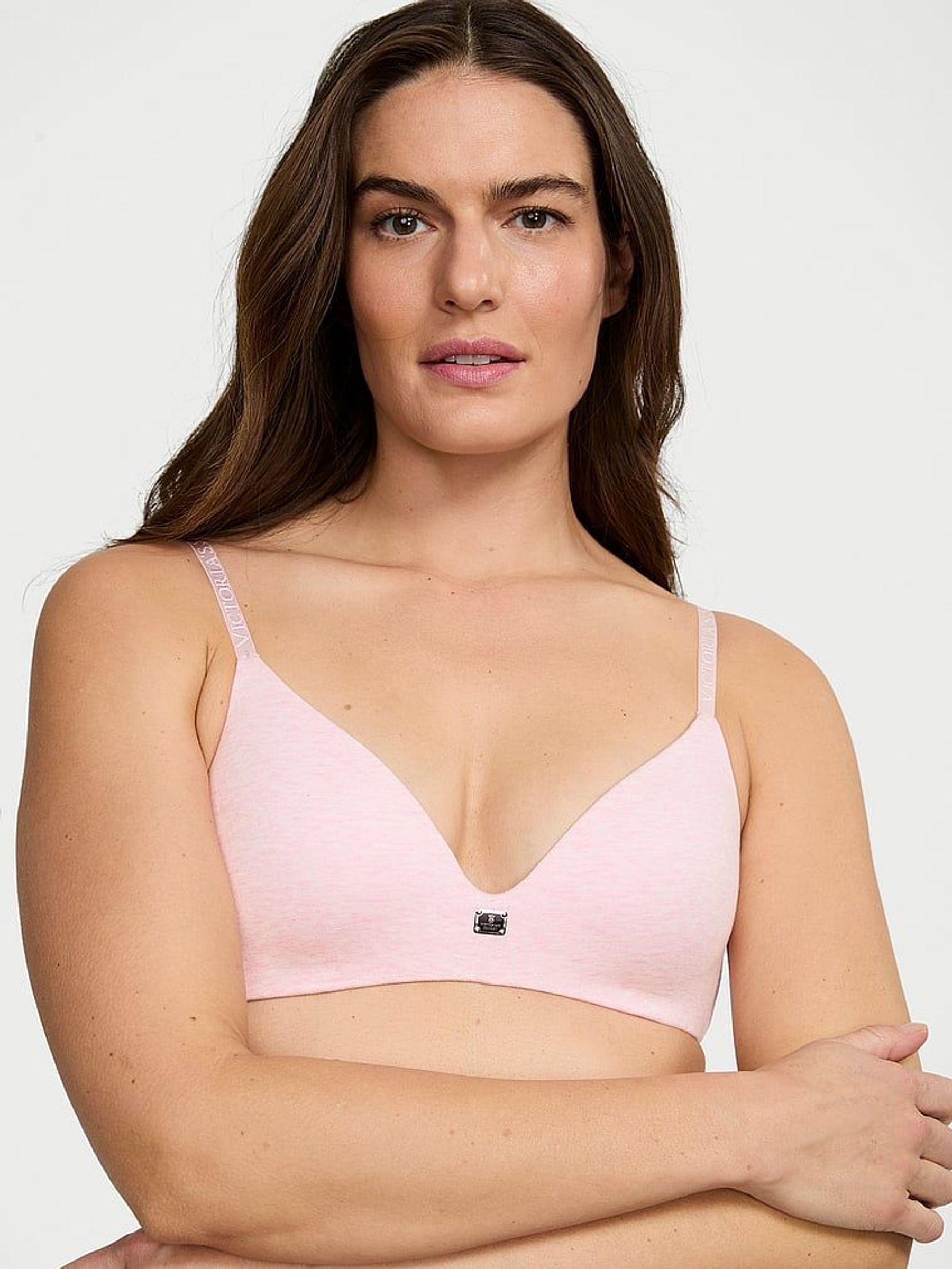 Pink Petal Heather Non Wired Lightly Lined Cotton Logo Bra (AR0530) | £35
