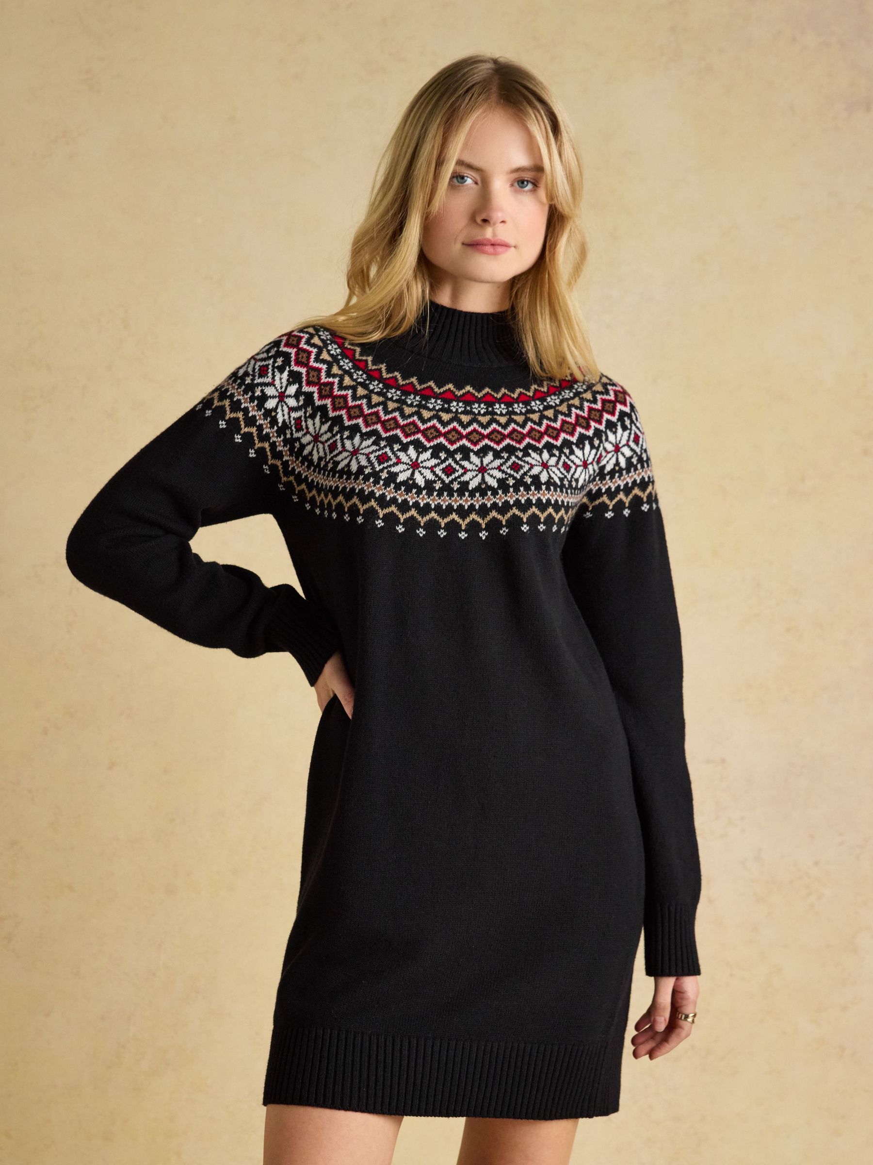 Alba Black Intarsia Knitted Dress