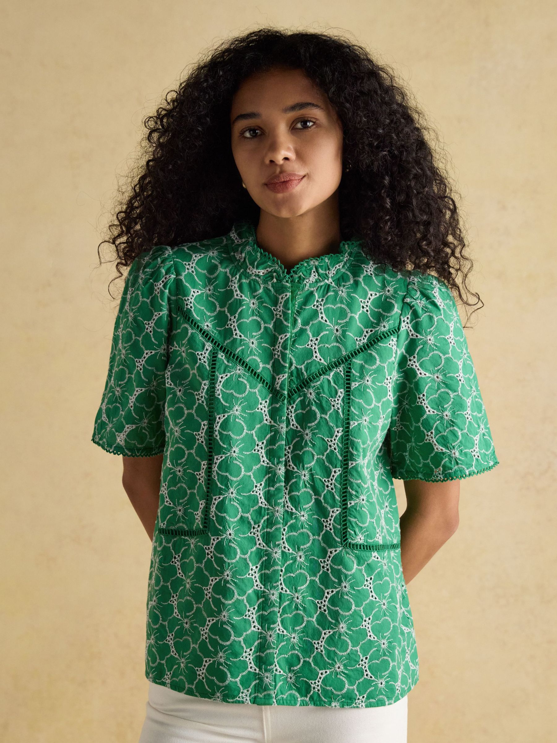 Remi Green Broderie Blouse (AR2334) | £65