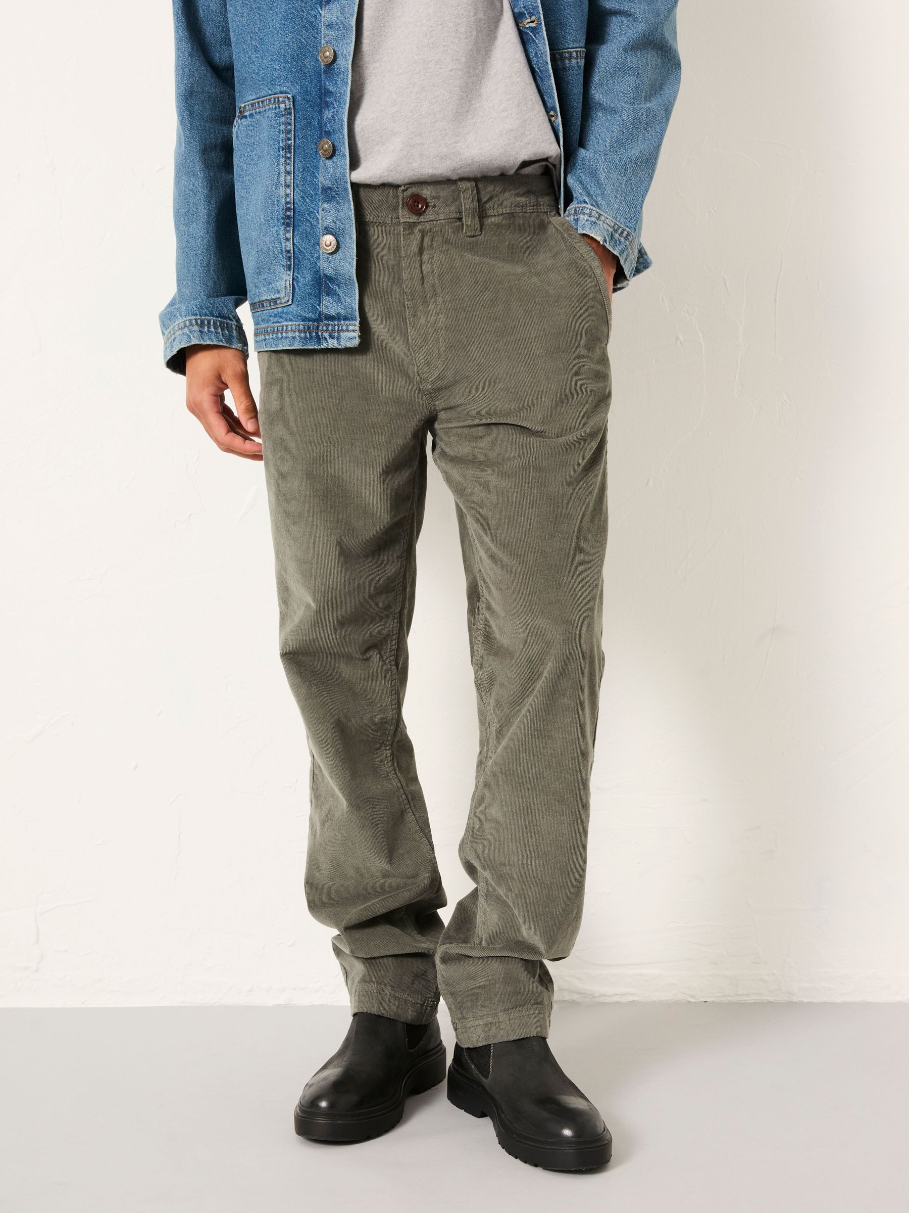 Dusky Green Straight Cord Chino Trousers (AR2356) | £55