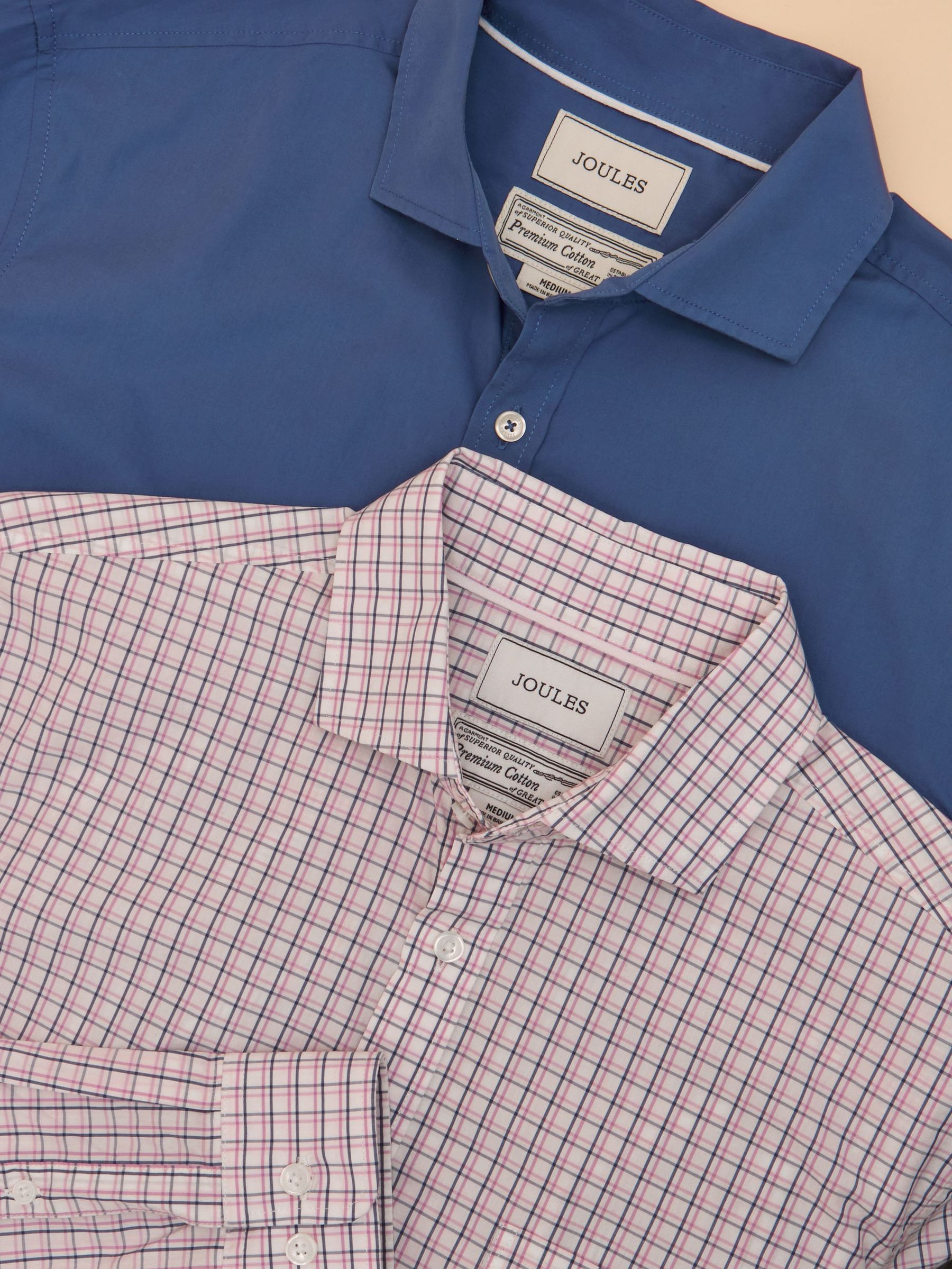 2 Pack Blue/ Pink Check Lightweight Cotton Shirts Classic Fit (AR2934) | £69