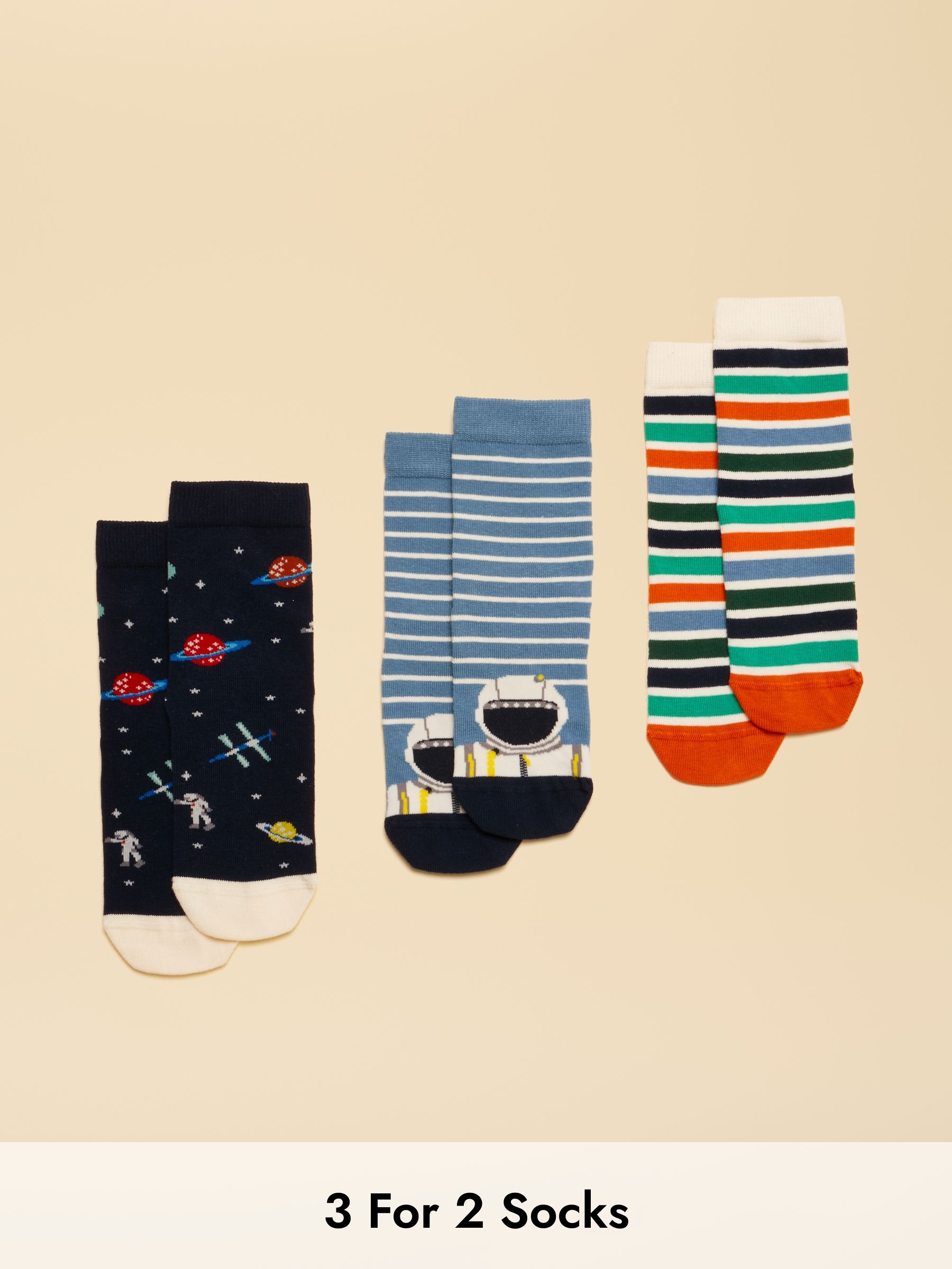 Kids' Neat Feet Blue & Orange Socks 3 Pack (AR4593) | £11.95