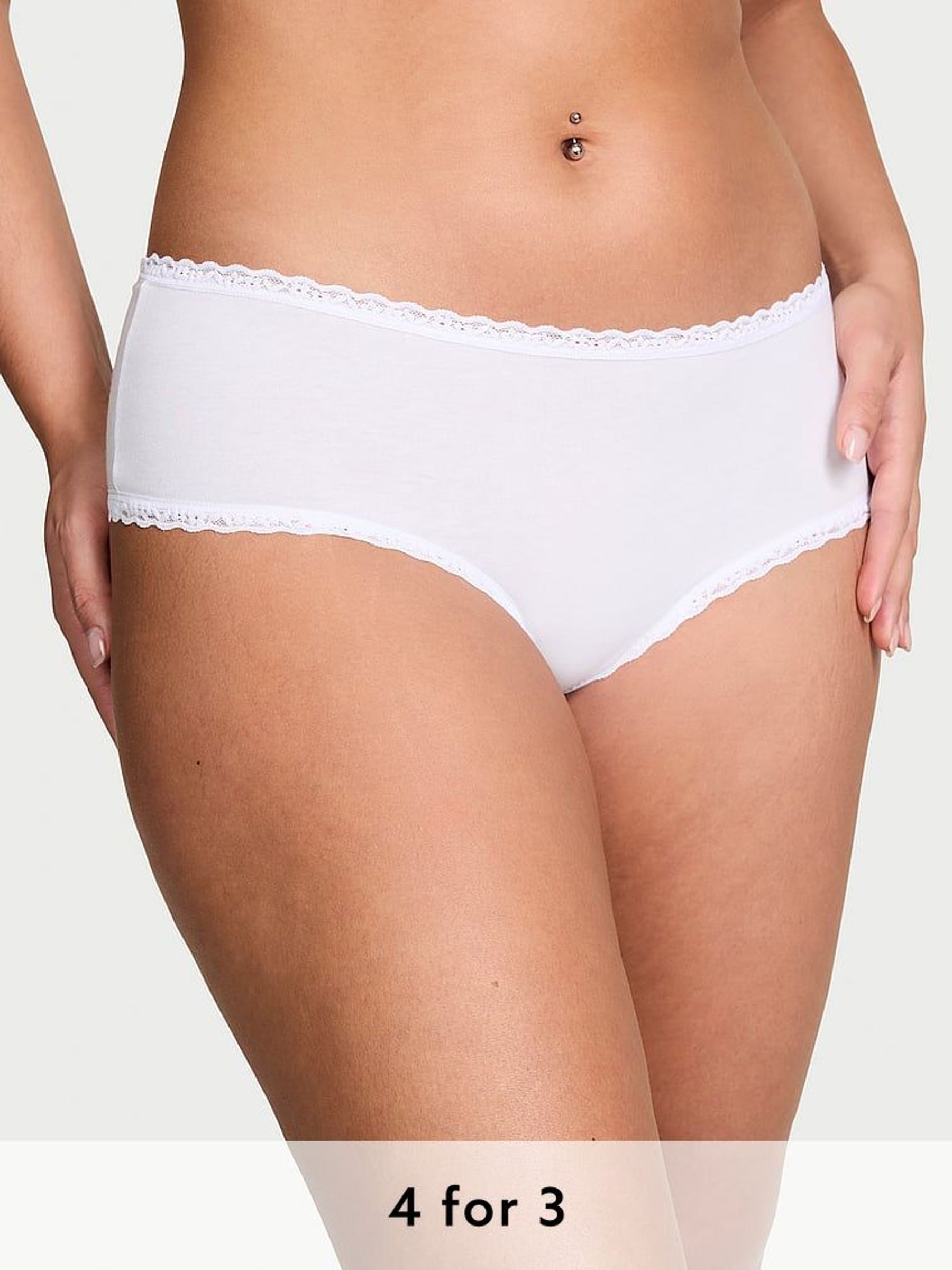 White Cheeky Cotton Lace Waist Knickers (AR4717) | £9