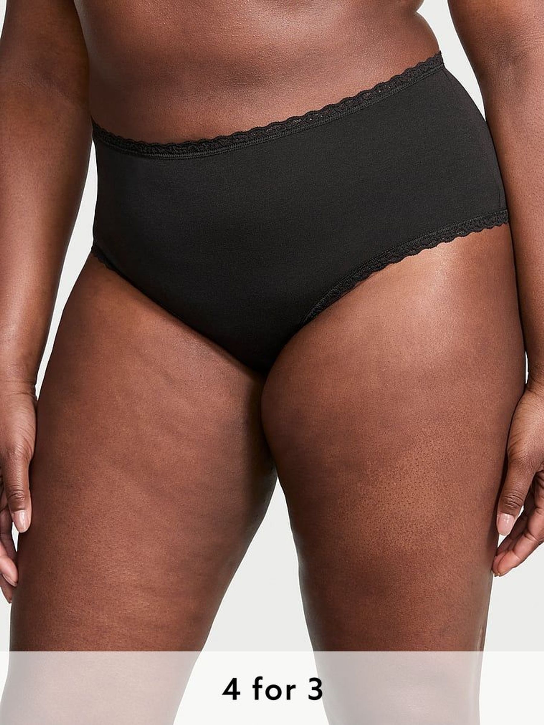 Black Cheeky Cotton Lace Waist Knickers (AR4720) | £9