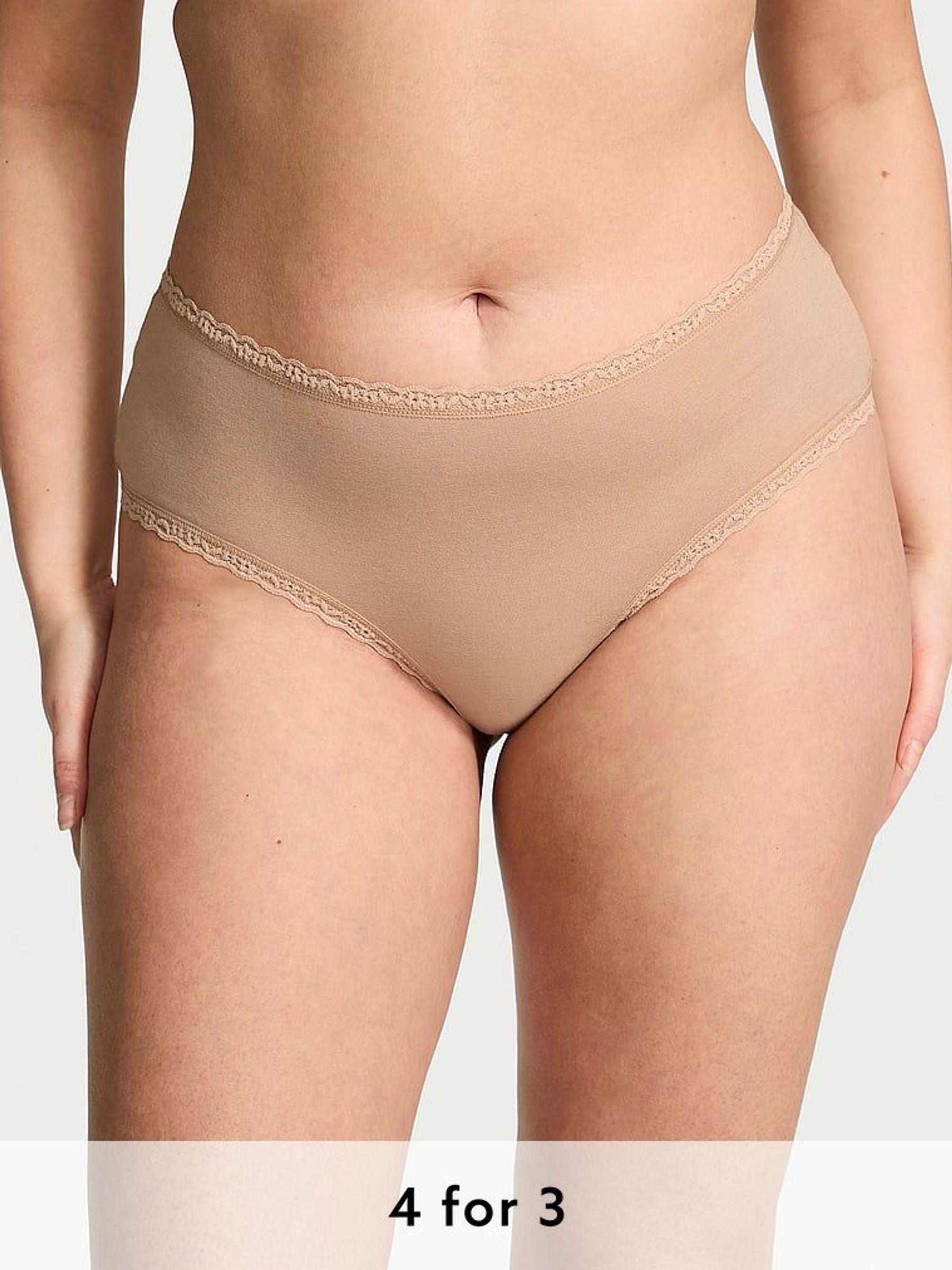 Praline Nude Cheeky Cotton Lace Waist Knickers (AR4721) | £9