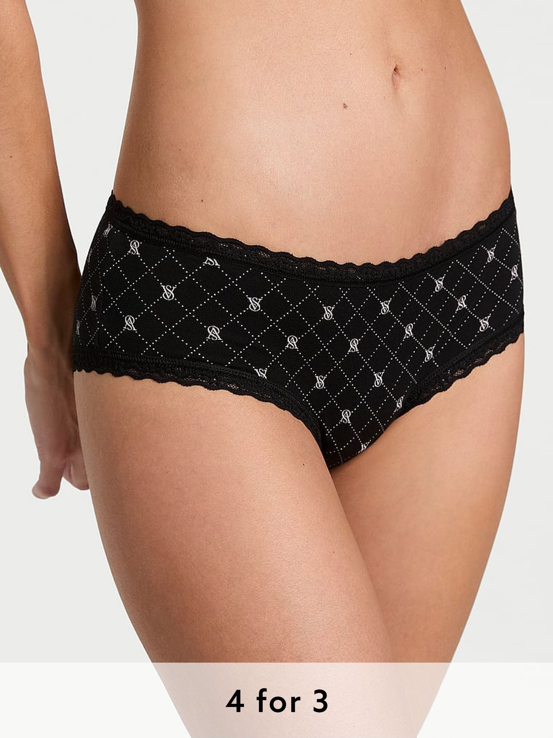 Black Diamond Cheeky Cotton Lace Waist Knickers (AR7208) | £9
