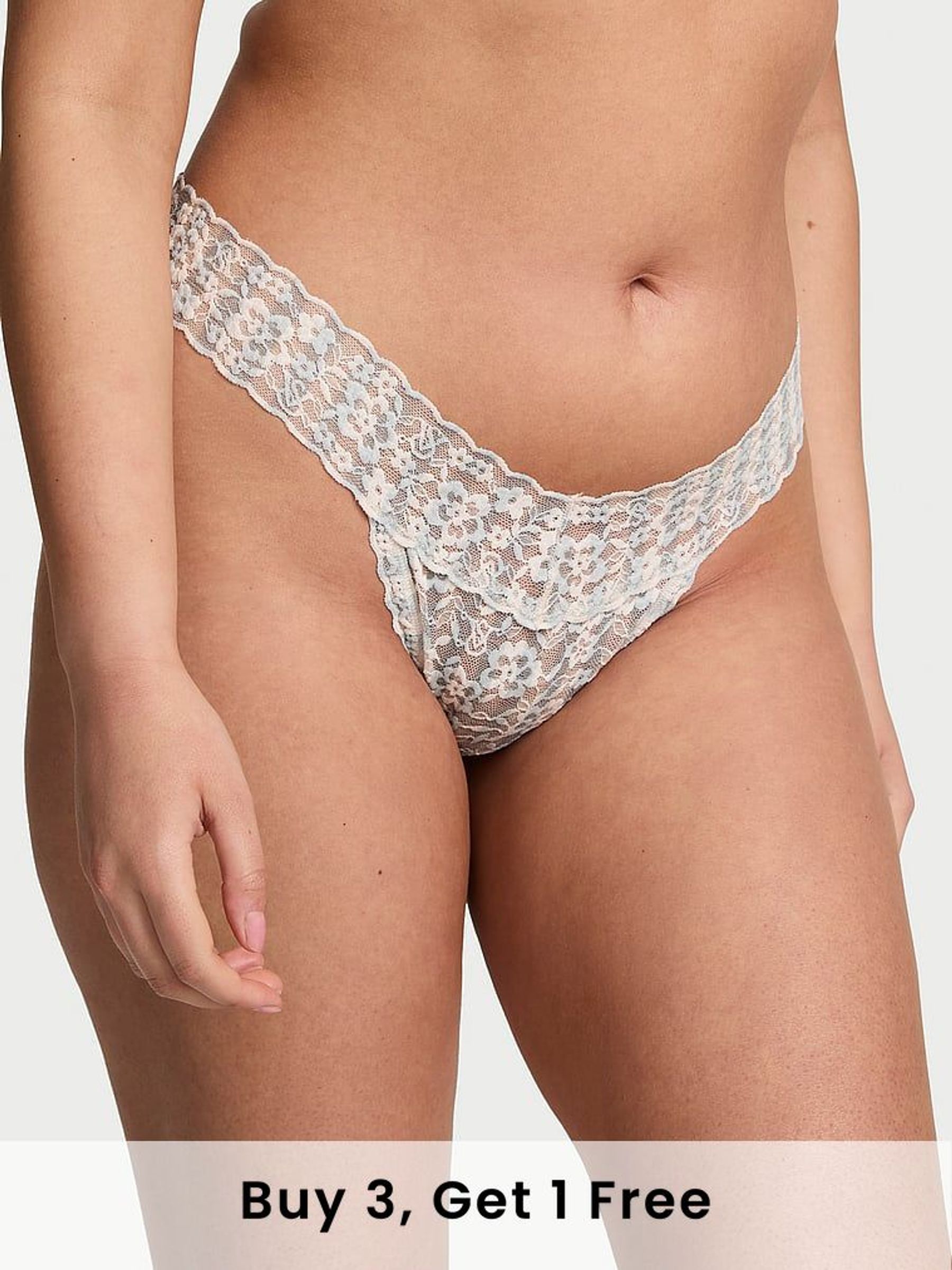 Grey Fog Stripe Thong Knickers (AR7226) | £9